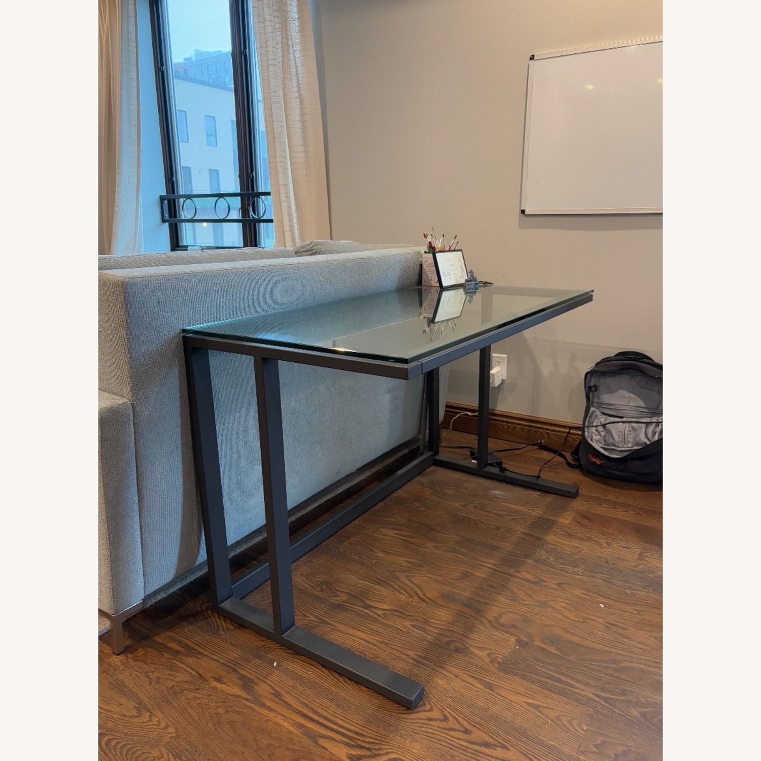 Crate & Barrel Glass and Steel Working Desk - image-1