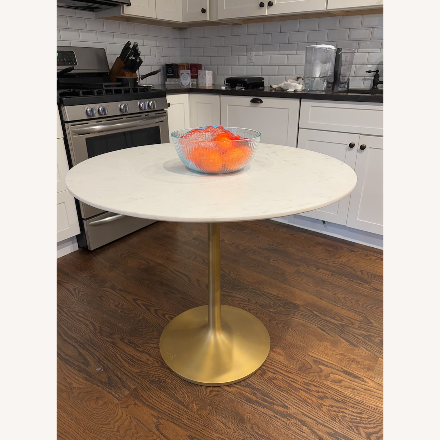 Crate & Barrel Nero 36" Round Marble Dining Table - image-1