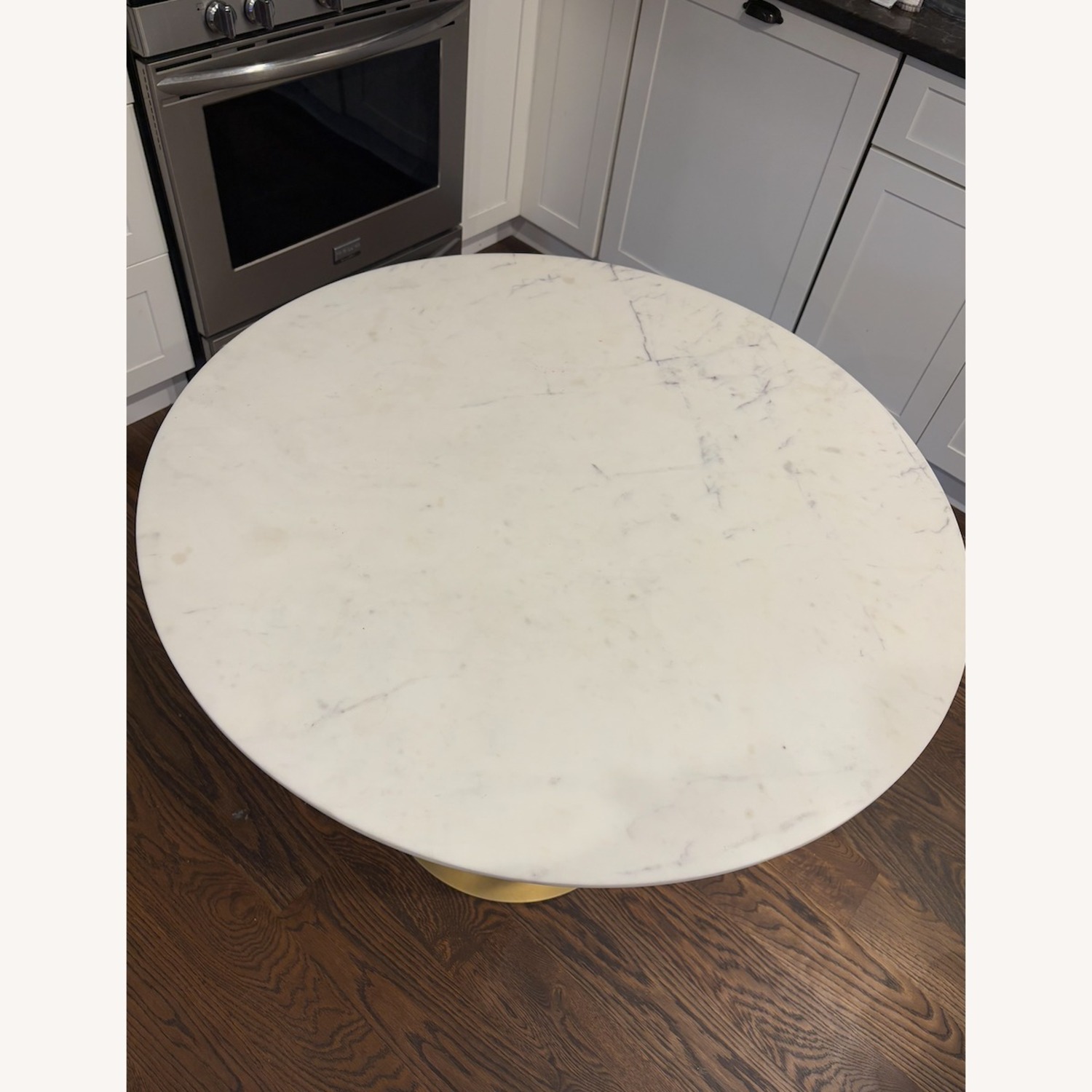 Crate & Barrel Nero 36" Round Marble Dining Table - image-3