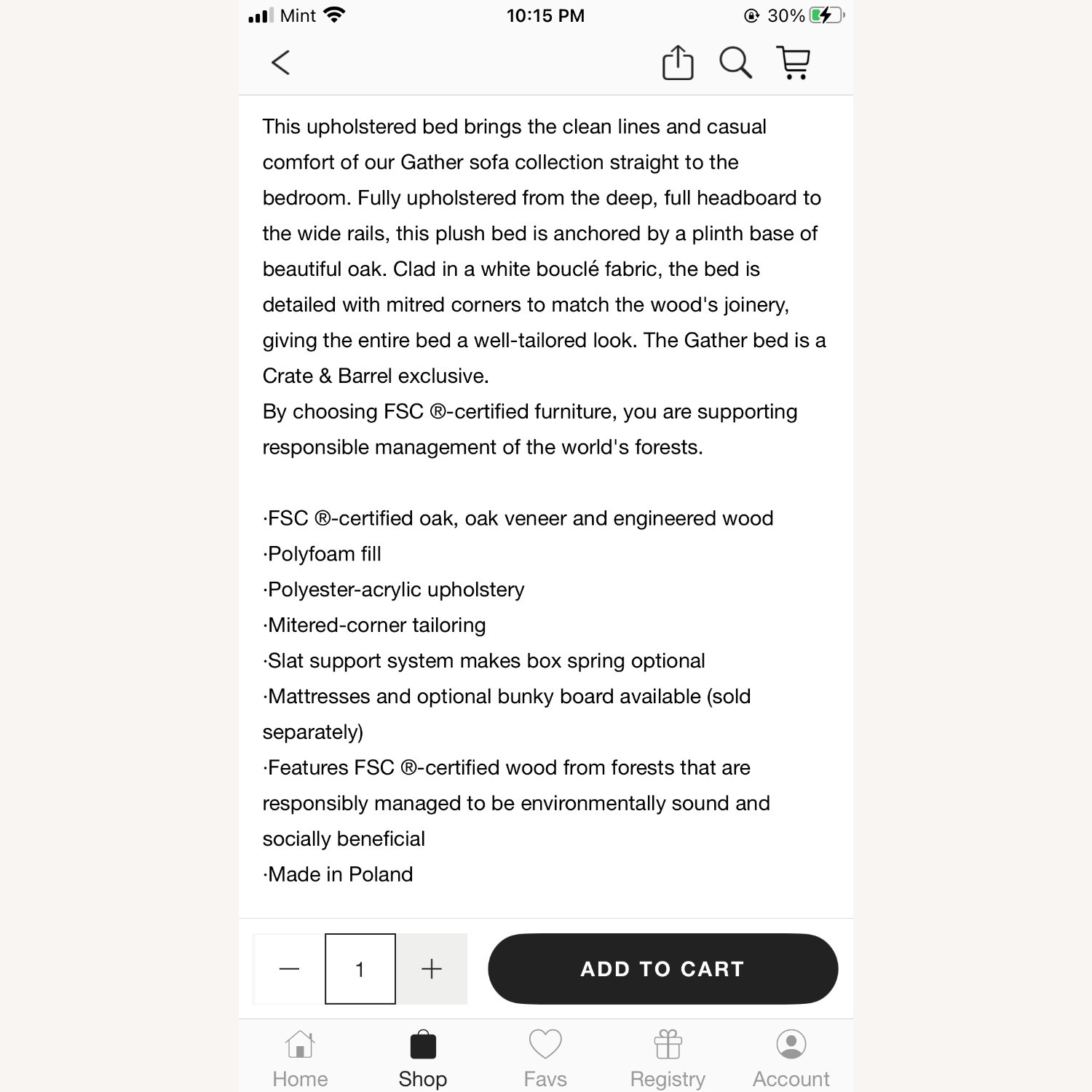 Crate and Barrel Gather King Bed - image-9