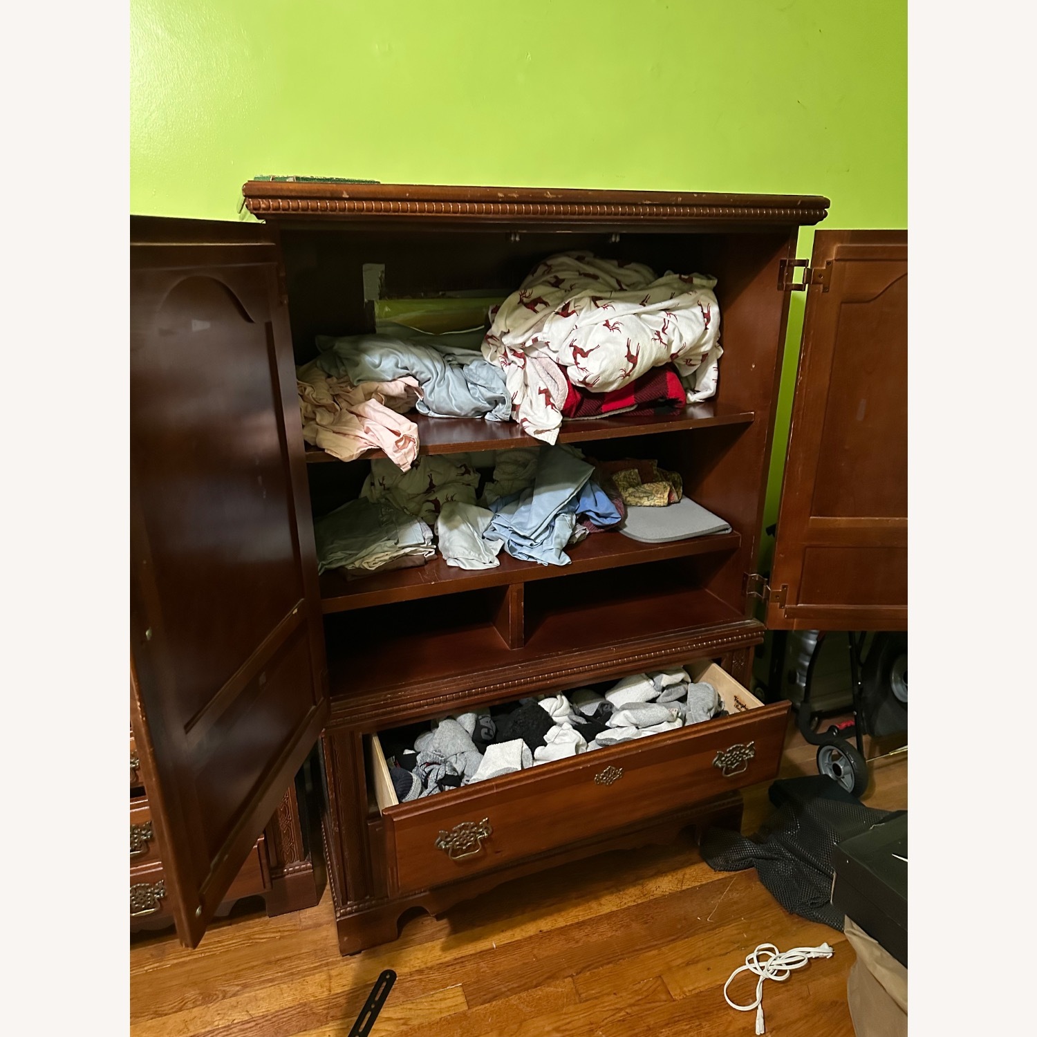 Solid Wood Armoire Dresser with Storage Drawers - image-3