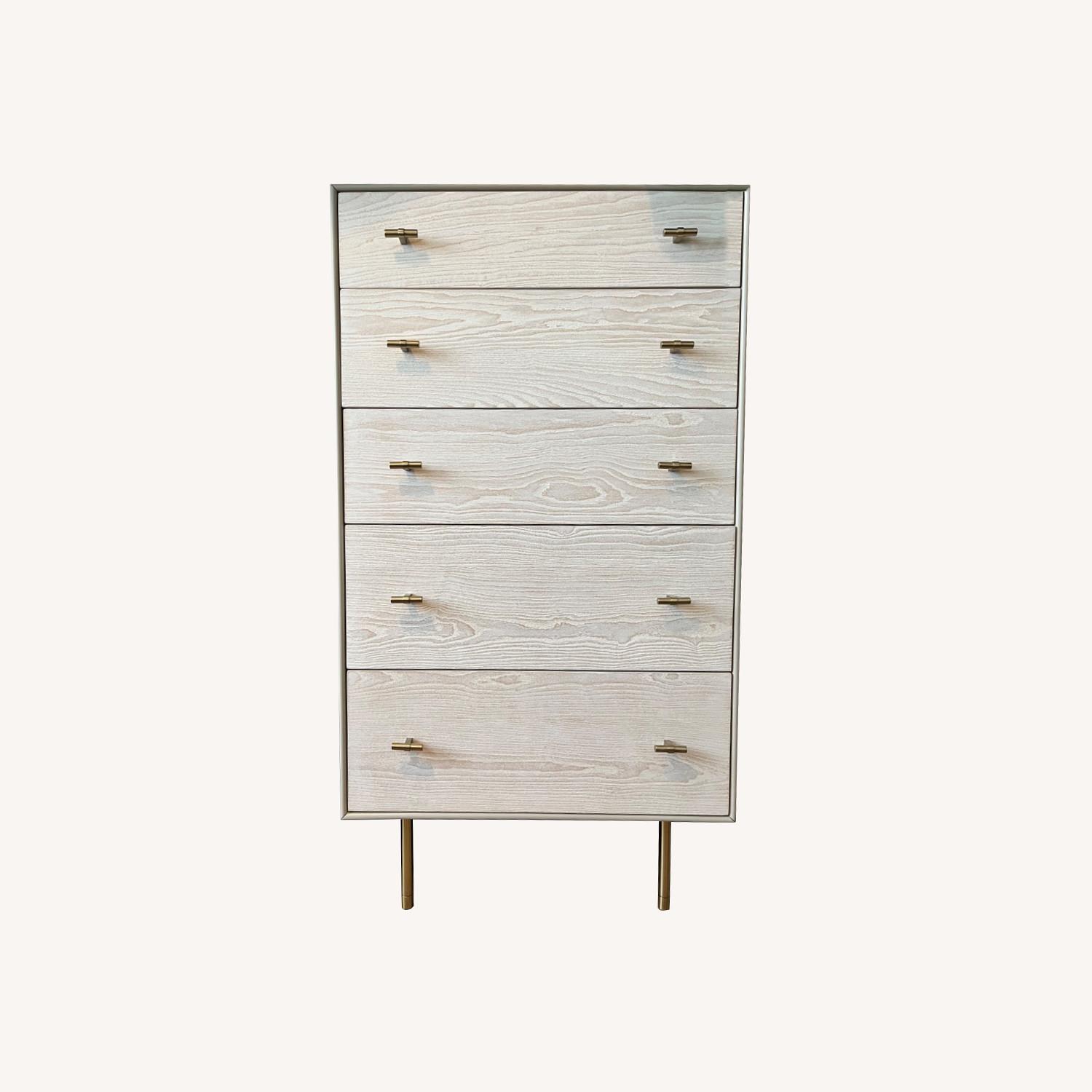 West Elm White and Gold Wood Dresser - image-0