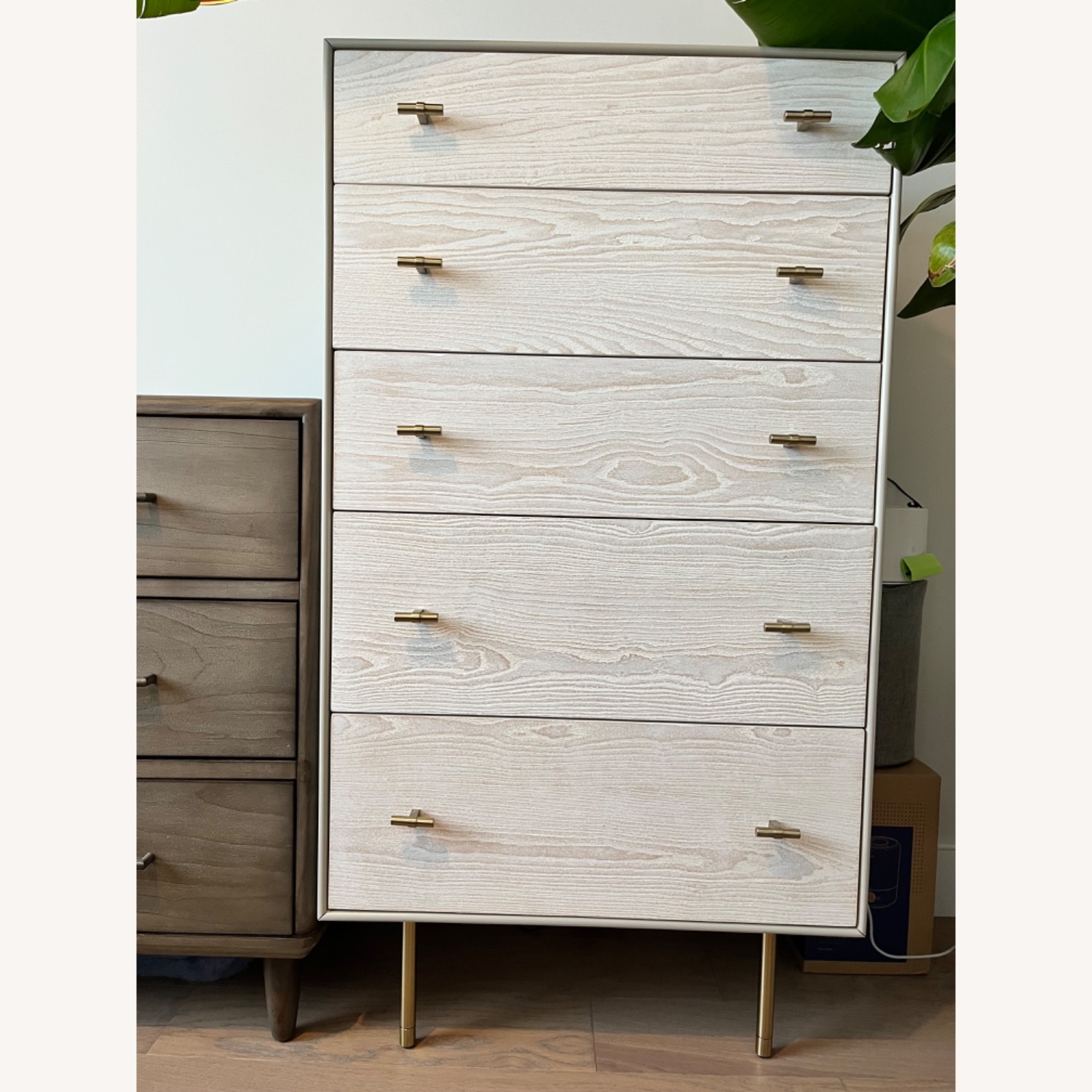 West Elm White and Gold Wood Dresser - image-1