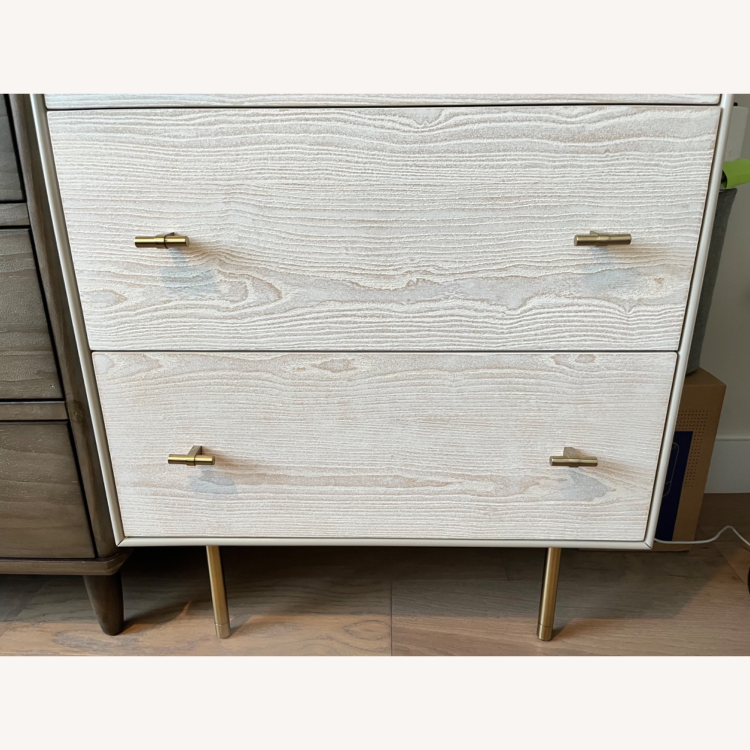 West Elm White and Gold Wood Dresser - image-4