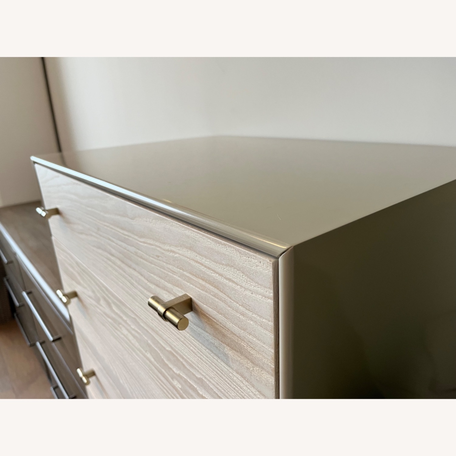 West Elm White and Gold Wood Dresser - image-2