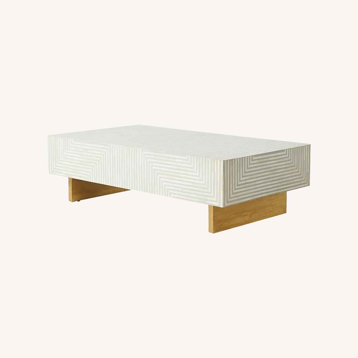 Anthropologie Savi Striped Inlay Table - image-0