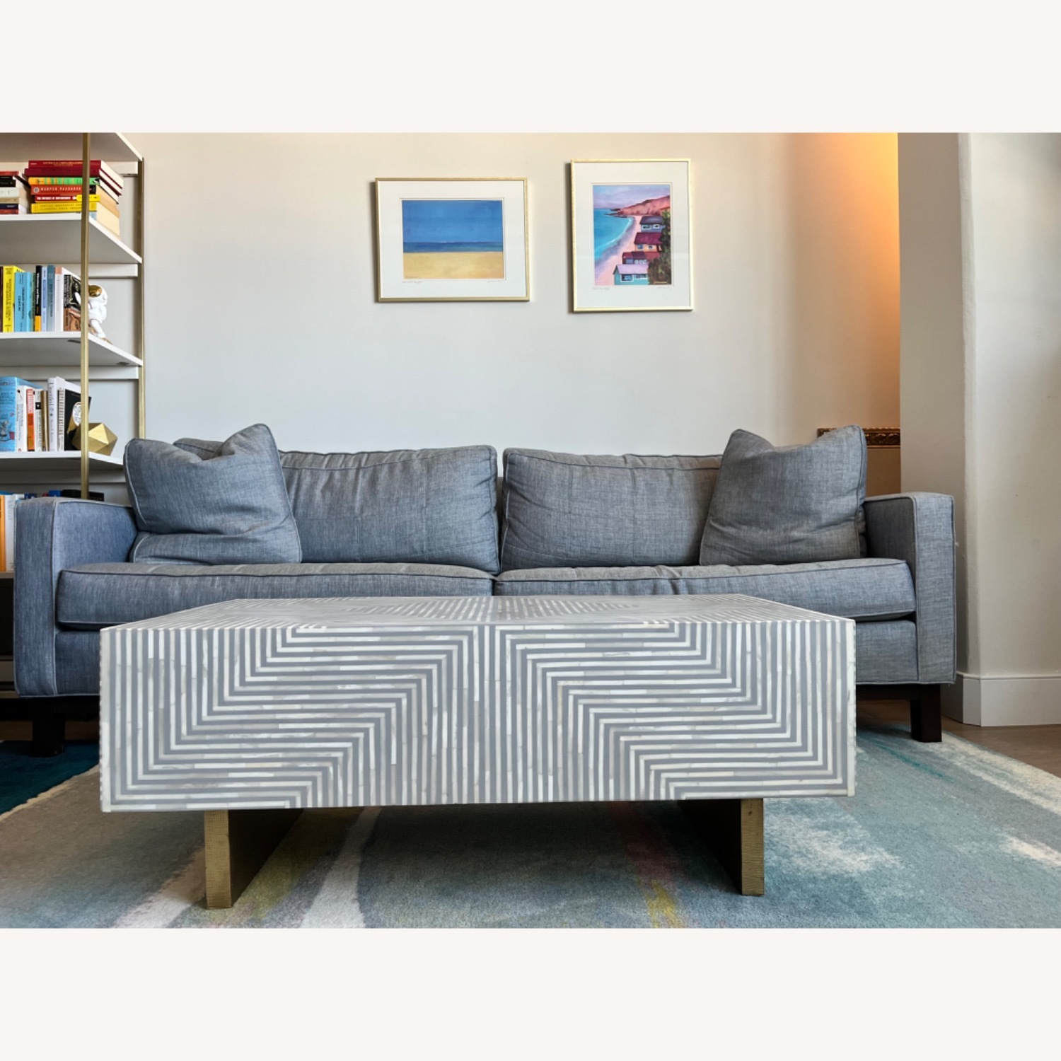 Anthropologie Savi Striped Inlay Table - image-1