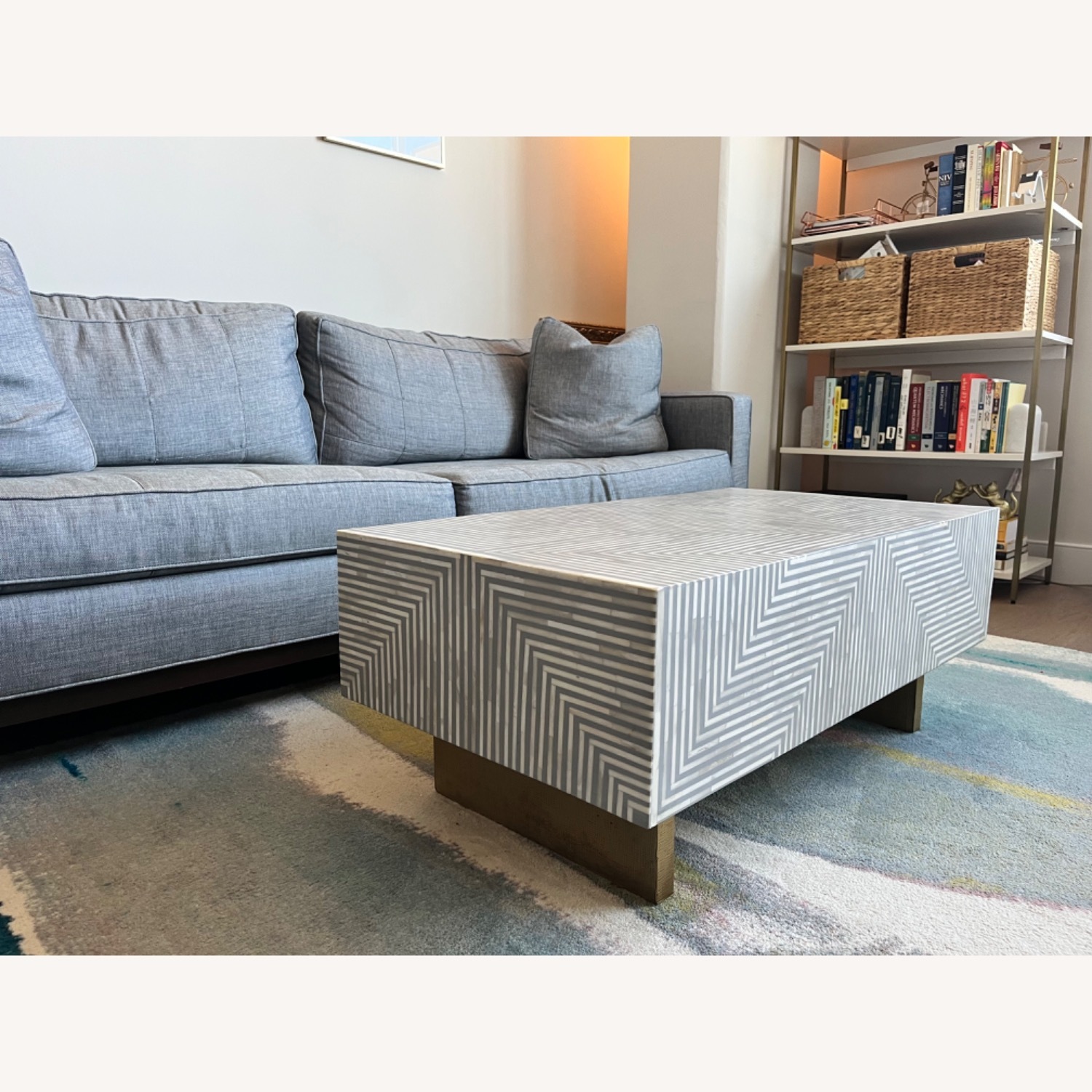 Anthropologie Savi Striped Inlay Table - image-9