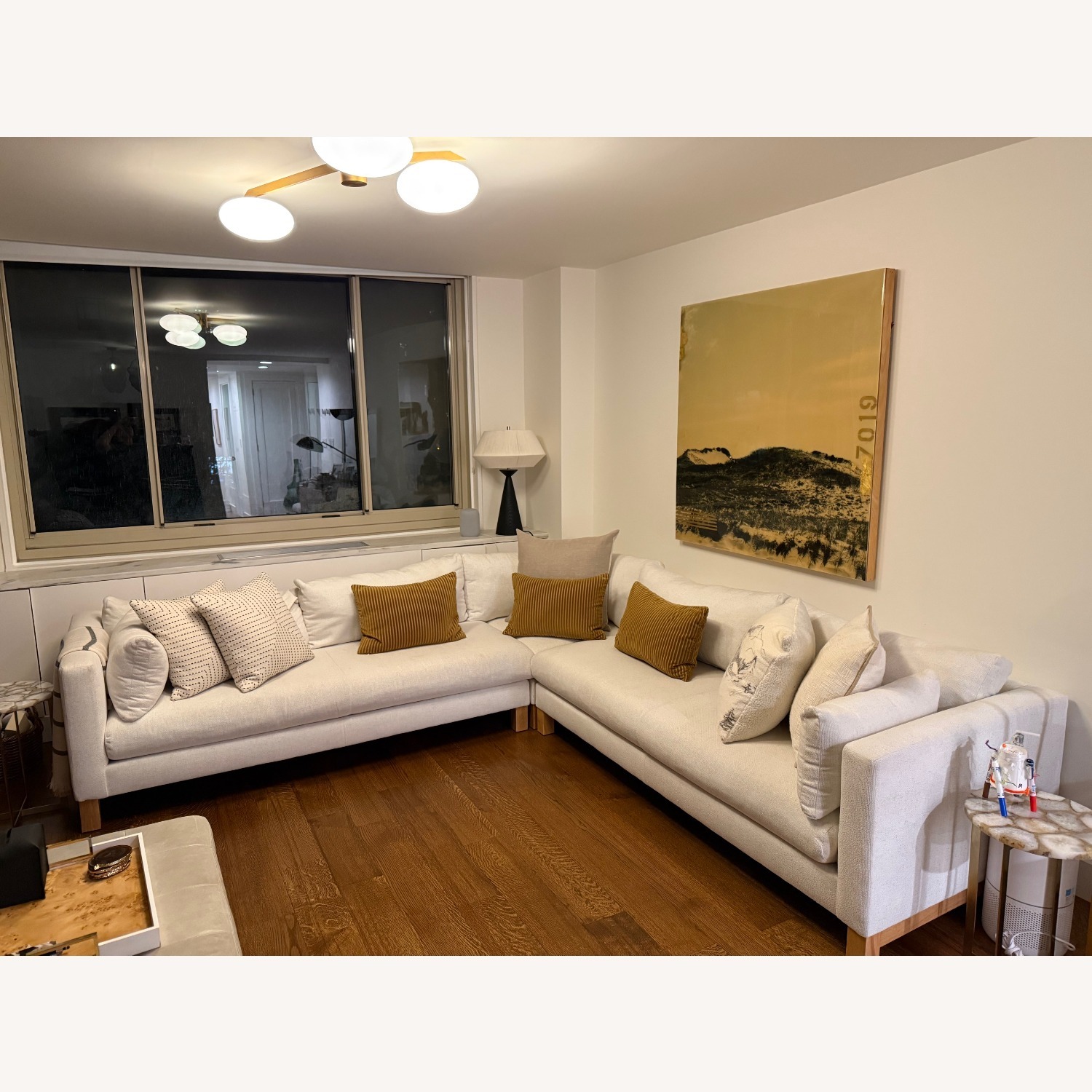 Crate & Barrel Pacific Wood 3-Piece Corner Sectional Sofa - image-1