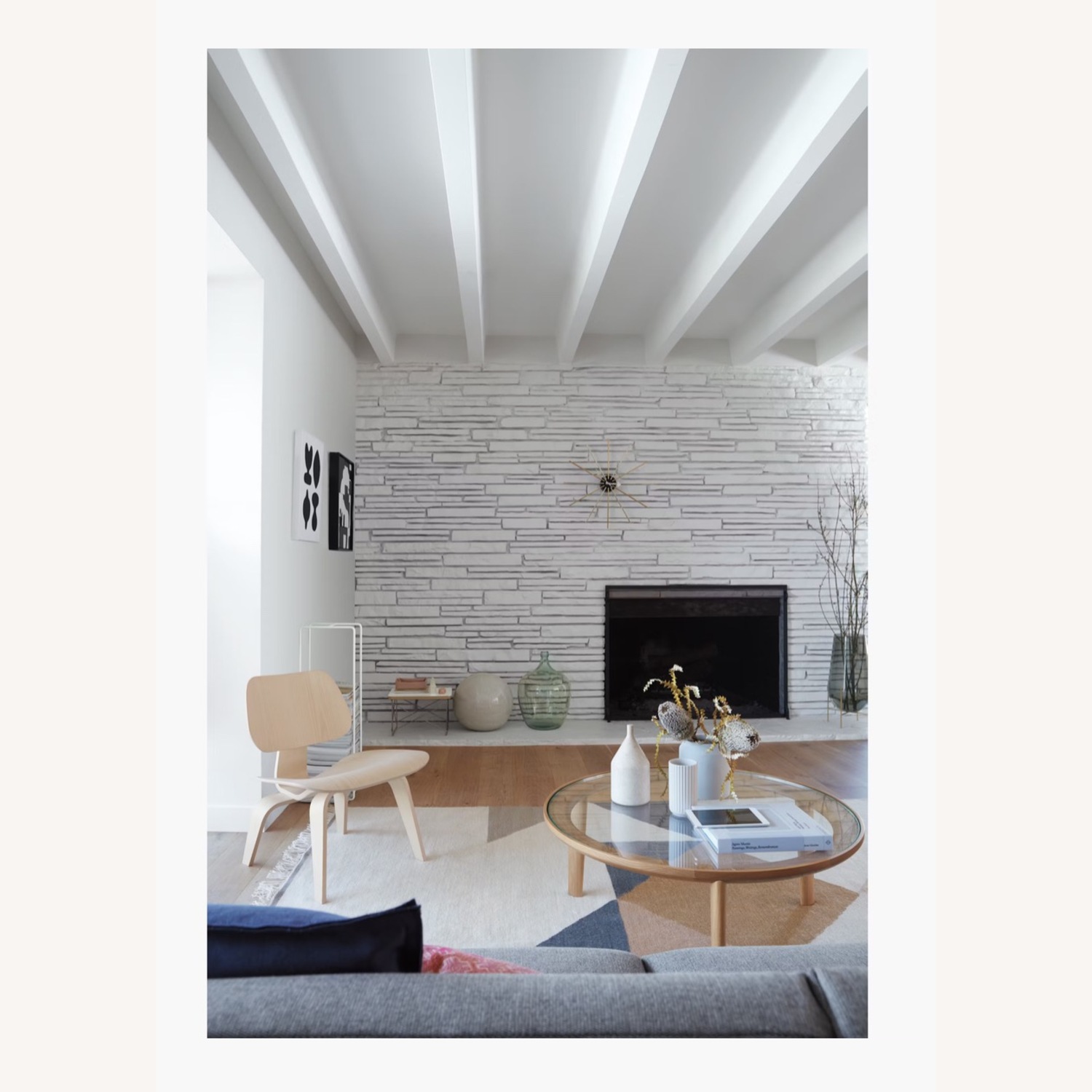 DWR Port Coffee Table Glass Top Oak Base - image-4