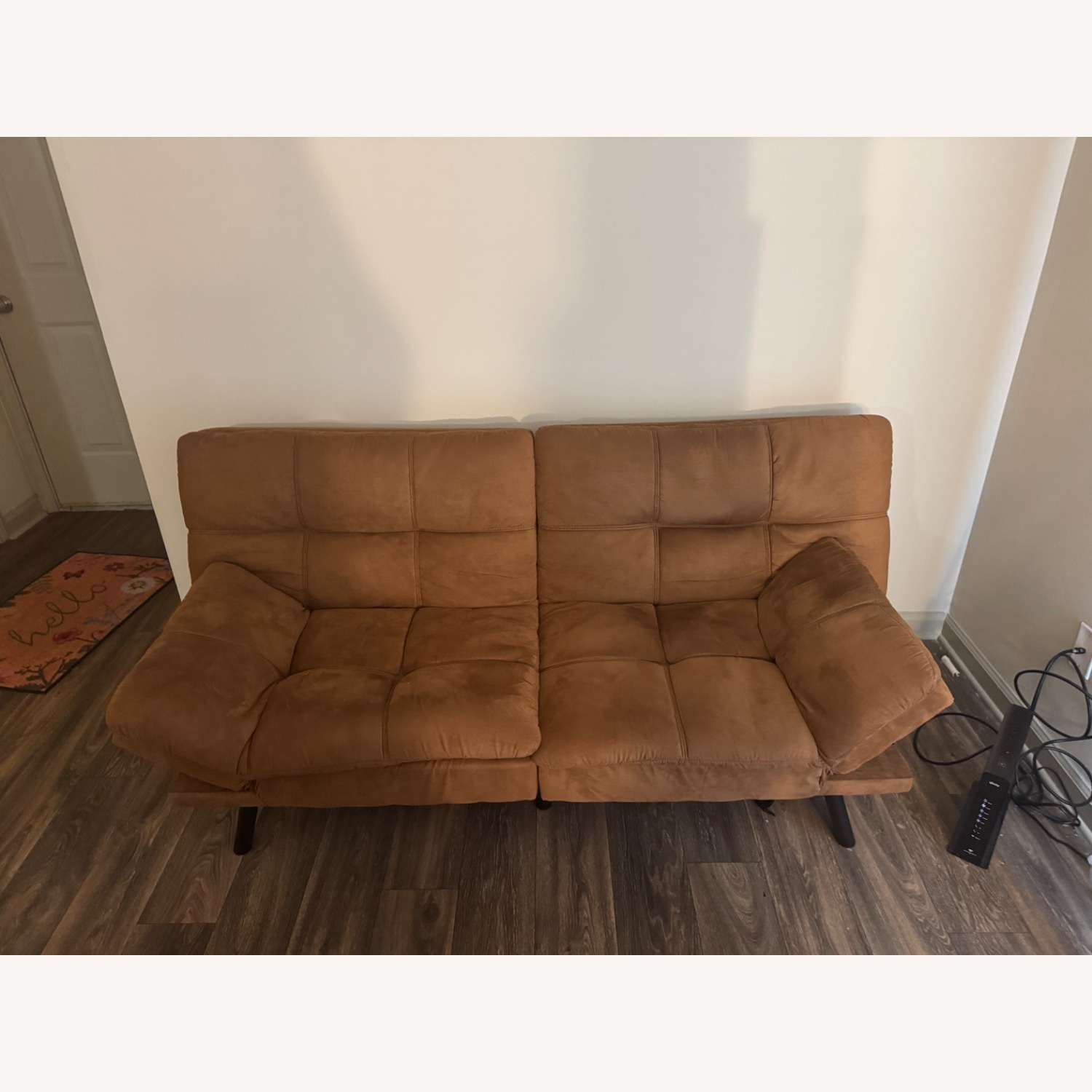 Walmart Mainstays Futon Camel Faux Suede Fabric - image-2
