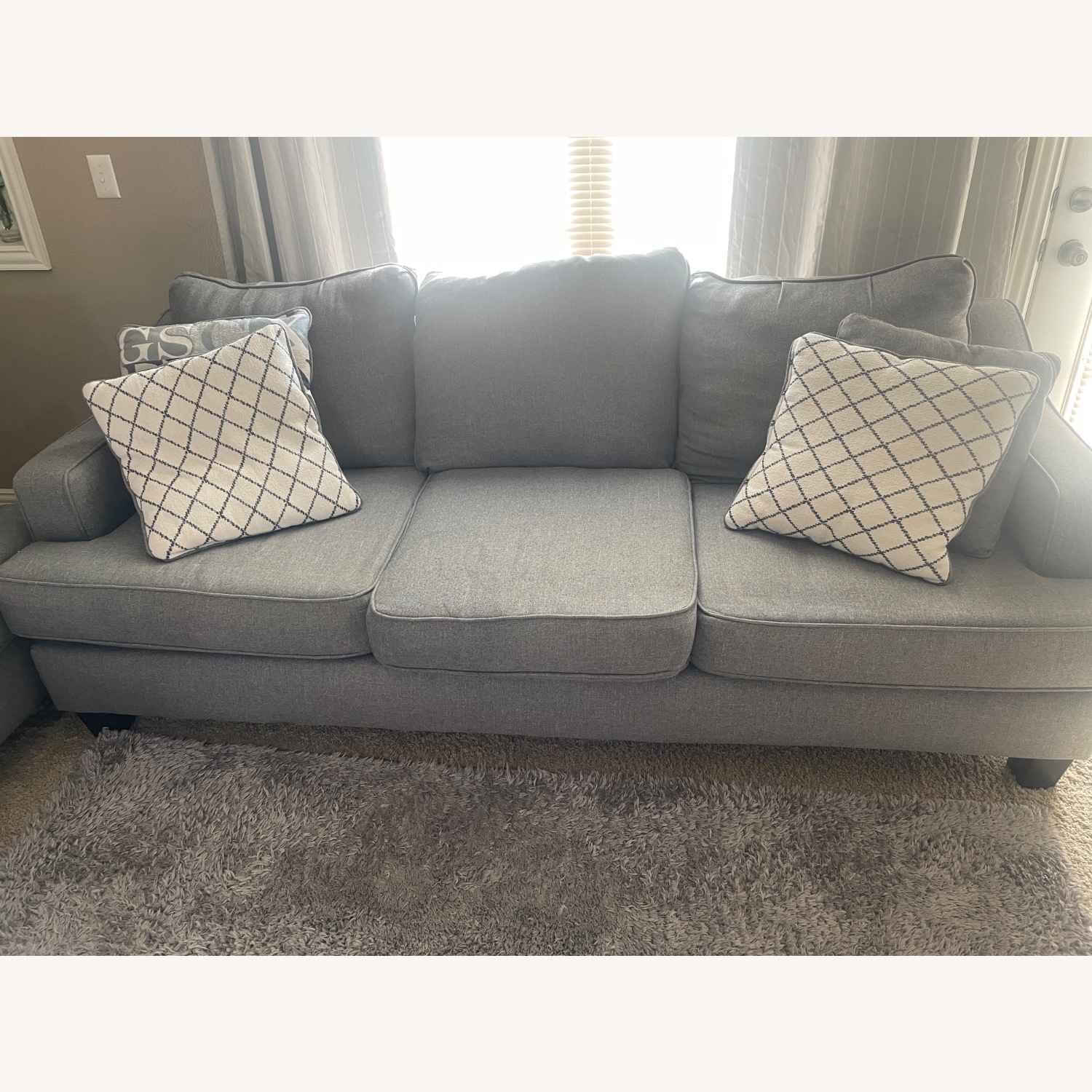 Macarena Cadet Fabric Sofa With Pillows - image-1