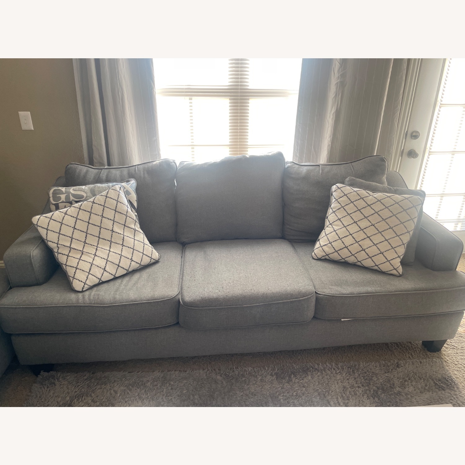 Macarena Cadet Fabric Sofa With Pillows - image-3