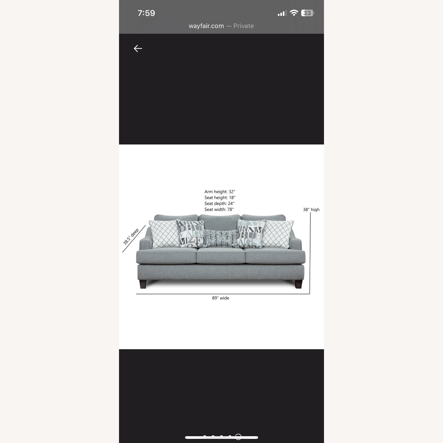 Macarena Cadet Fabric Sofa With Pillows - image-4