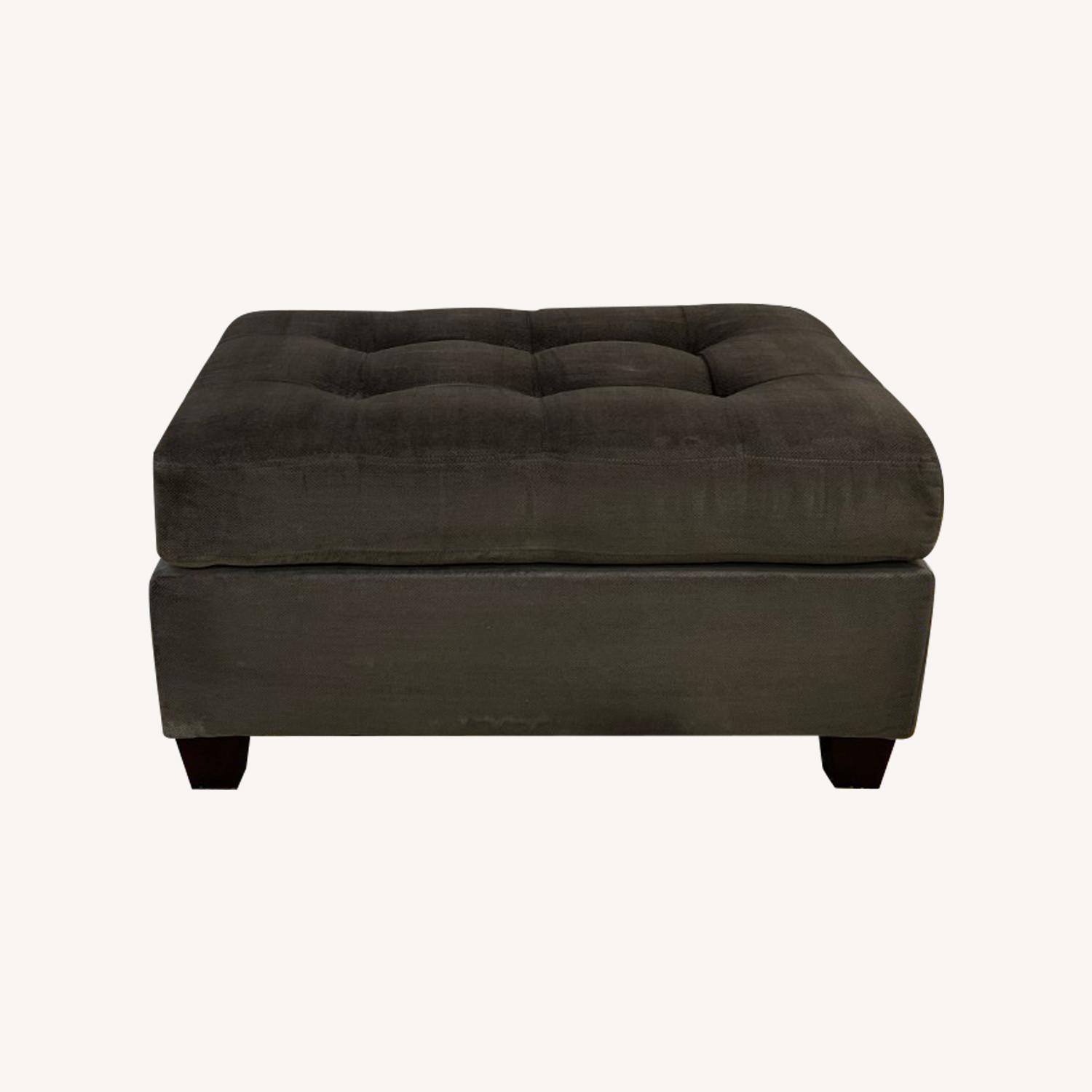 Dark Gray Tufted Ottoman - image-0