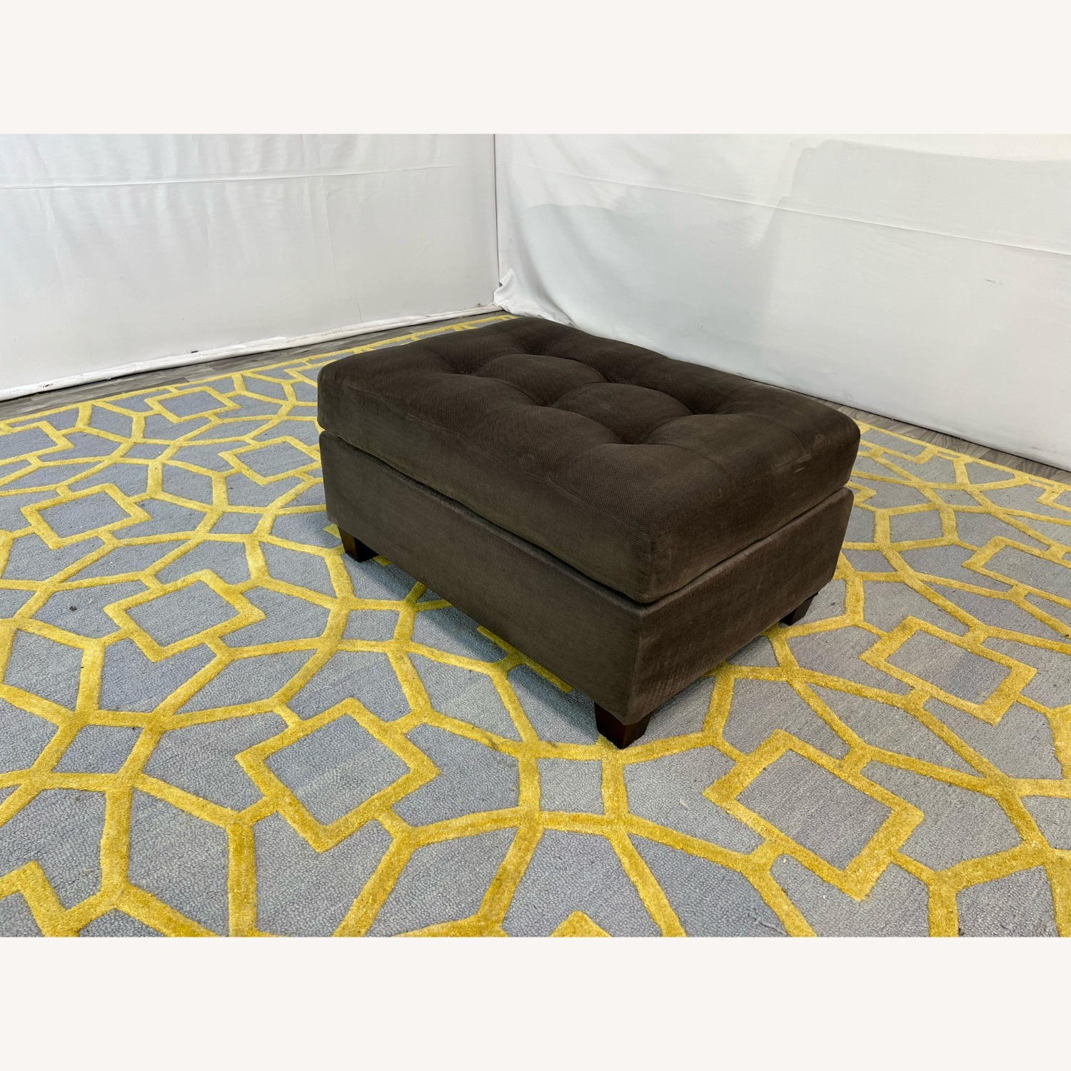 Dark Gray Tufted Ottoman - image-2