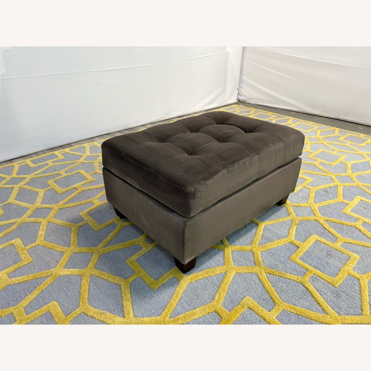 Dark Gray Tufted Ottoman - image-3