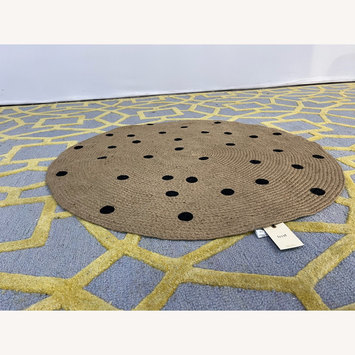 2Modern Jute Carpet - Black Dots - image-1