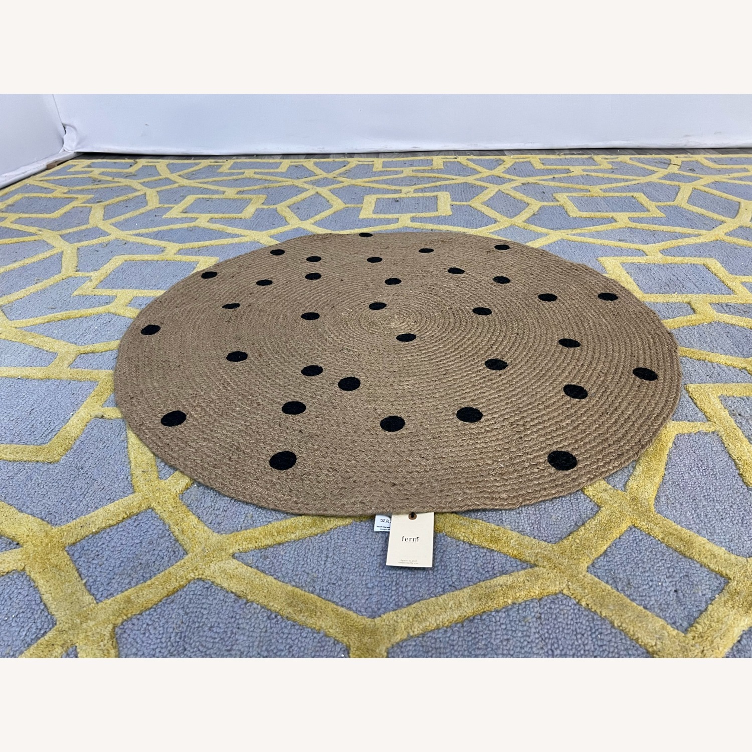 2Modern Jute Carpet - Black Dots - image-2