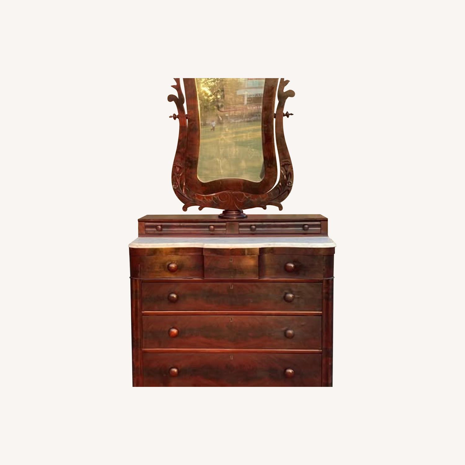 Antique Victorian Mahogany Marble Top Dresser - image-0