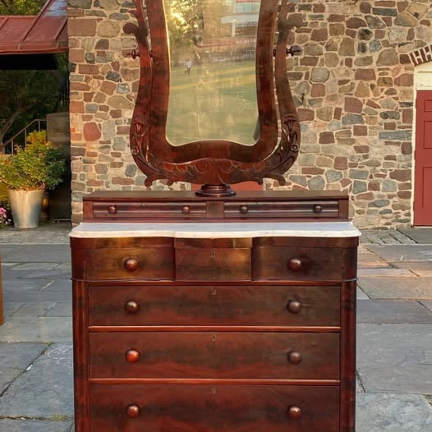 Antique Victorian Mahogany Marble Top Dresser - image-1