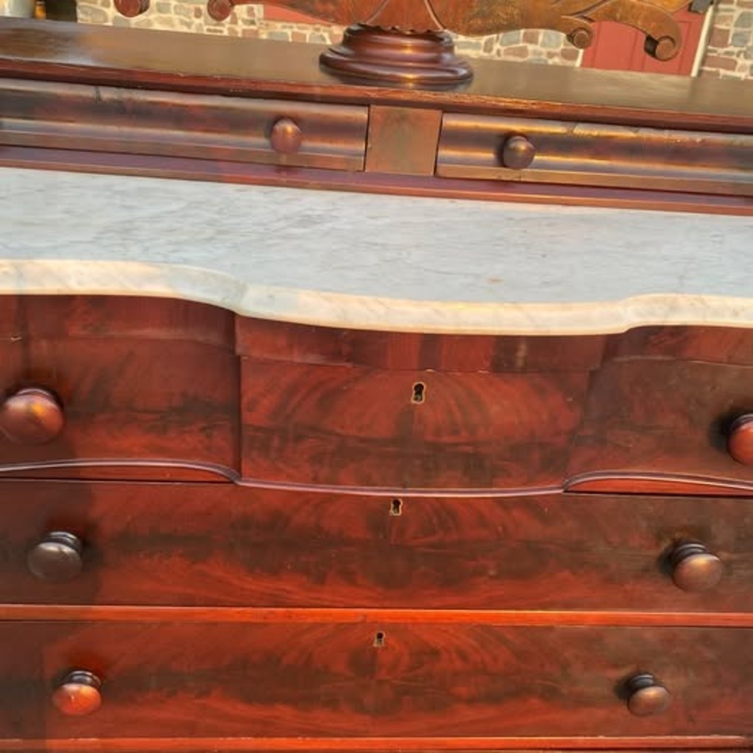 Antique Victorian Mahogany Marble Top Dresser - image-4