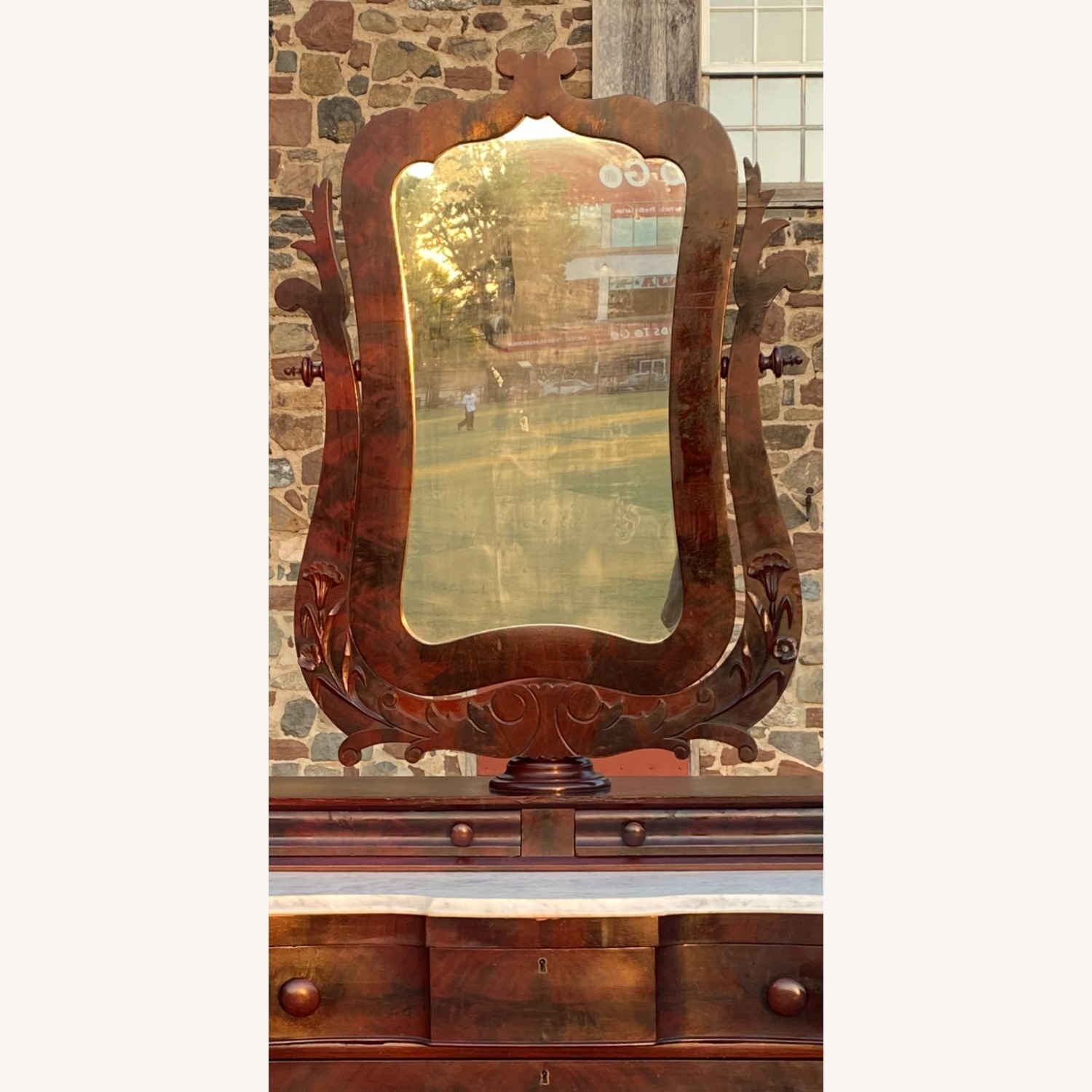 Antique Victorian Mahogany Marble Top Dresser - image-5