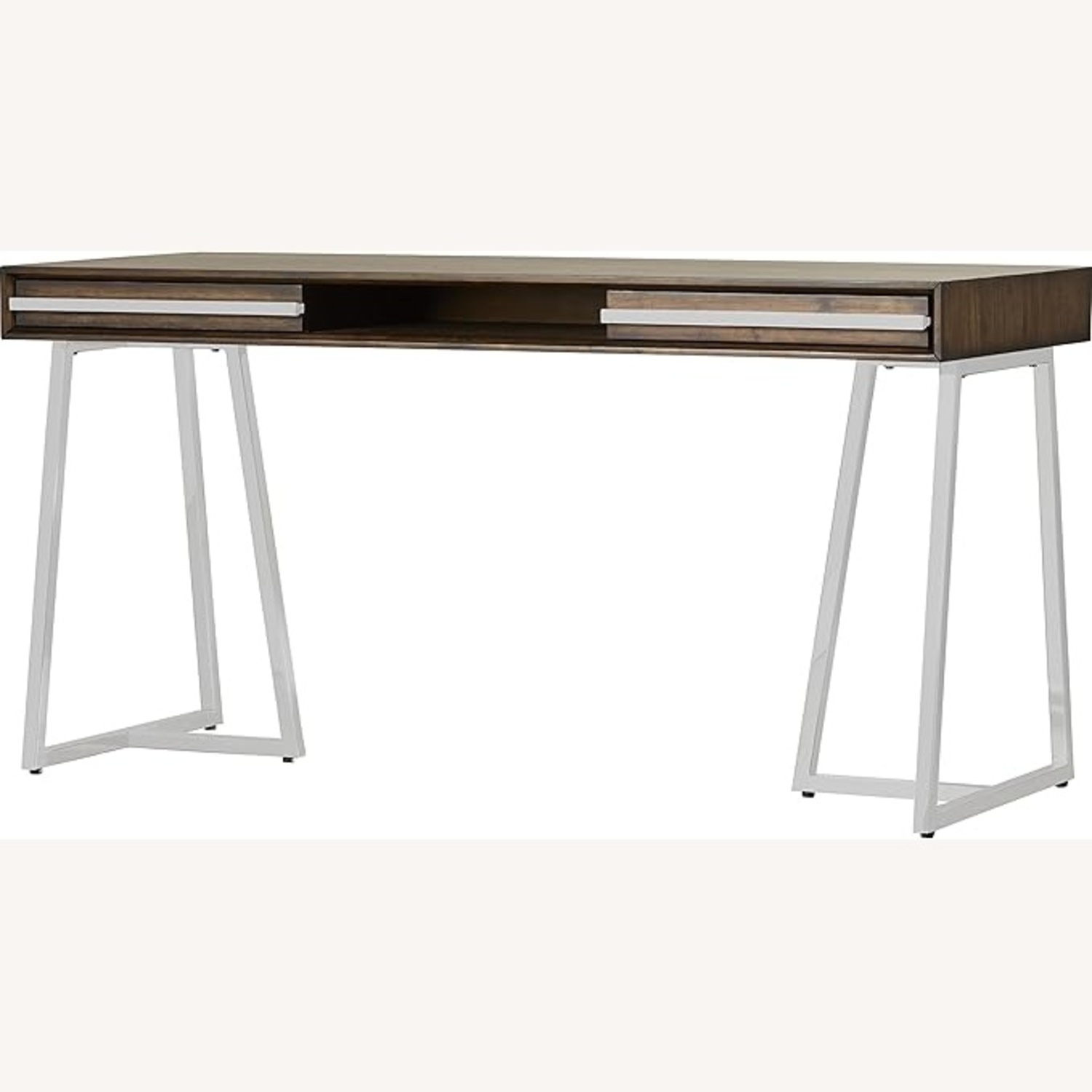 Modern Acacia Wood Stainless Steel Writing Desk - image-12