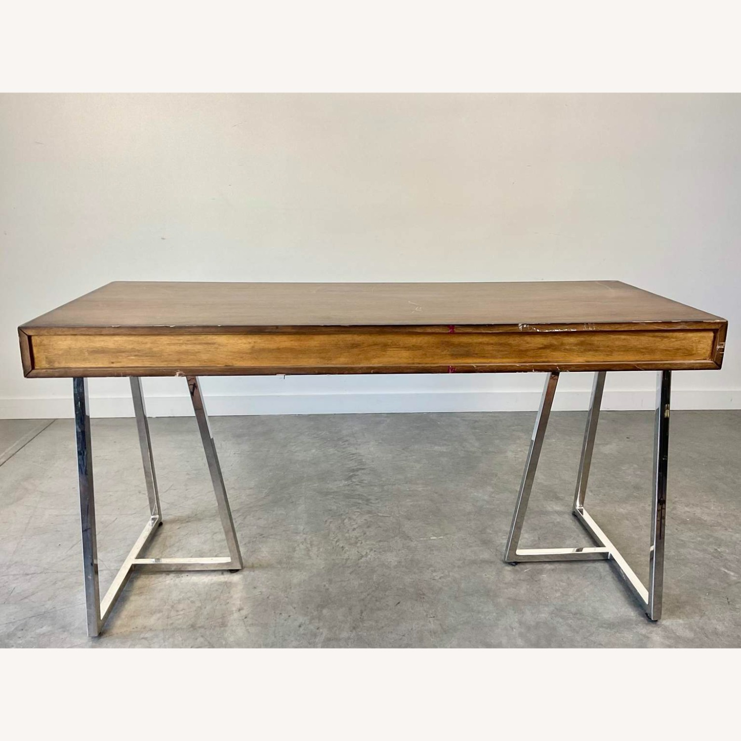 Modern Acacia Wood Stainless Steel Writing Desk - image-5