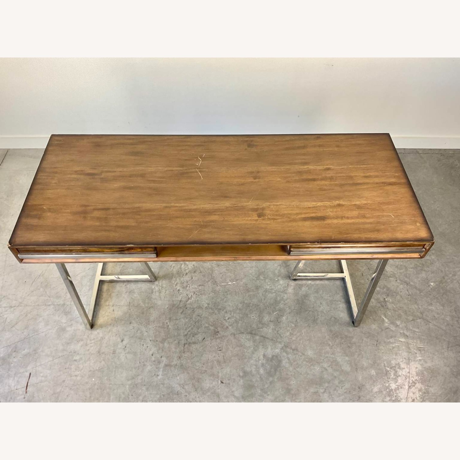 Modern Acacia Wood Stainless Steel Writing Desk - image-4