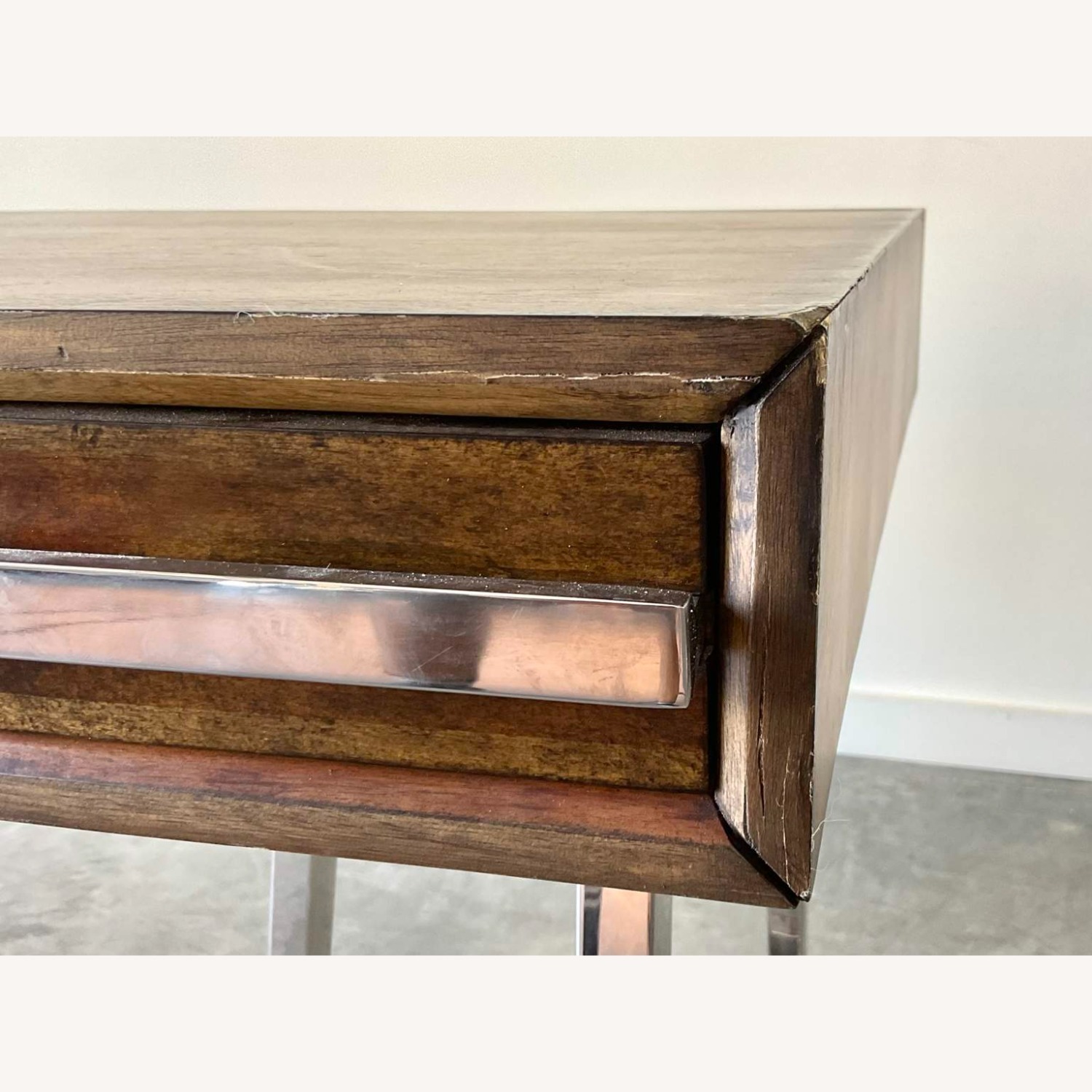 Modern Acacia Wood Stainless Steel Writing Desk - image-11