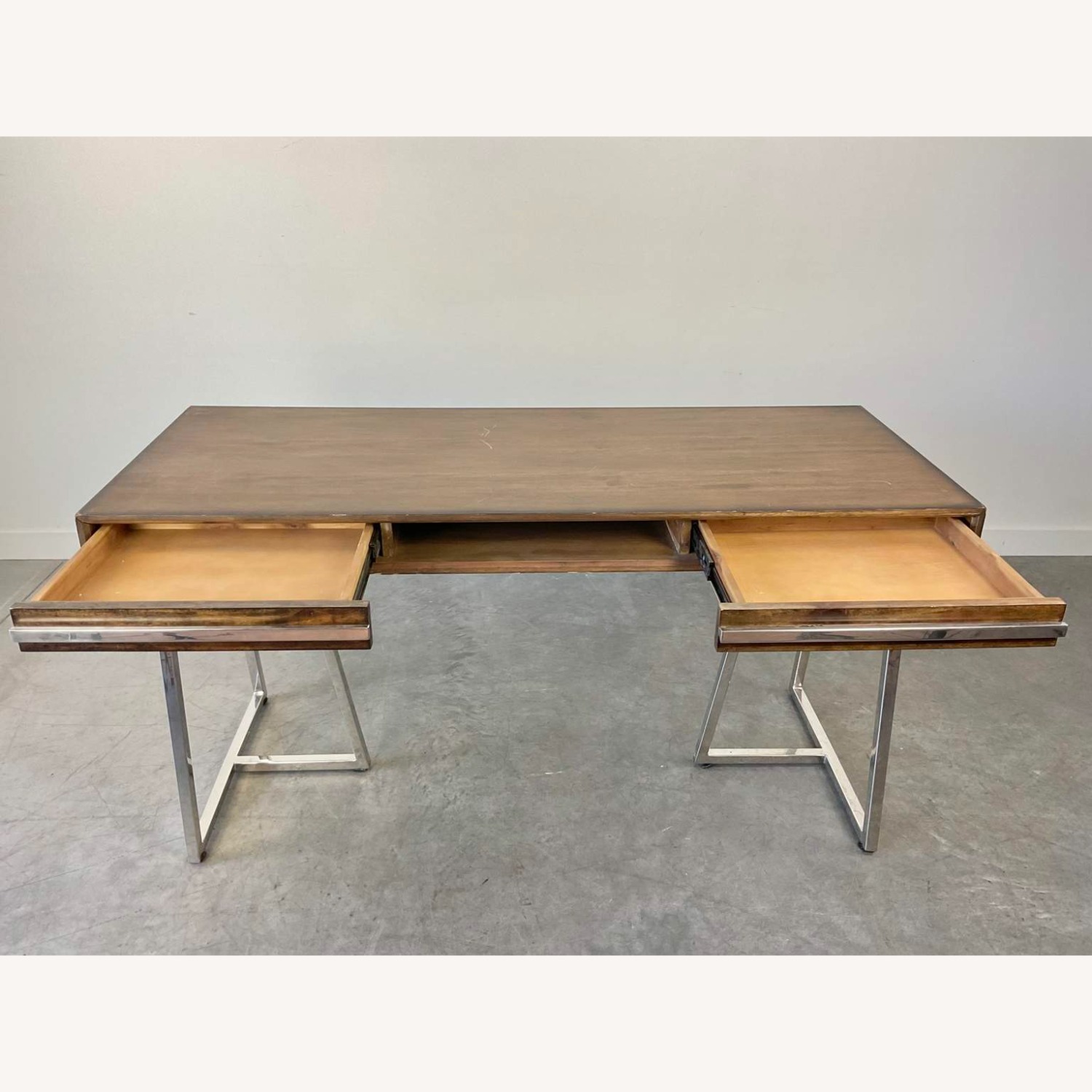 Modern Acacia Wood Stainless Steel Writing Desk - image-6