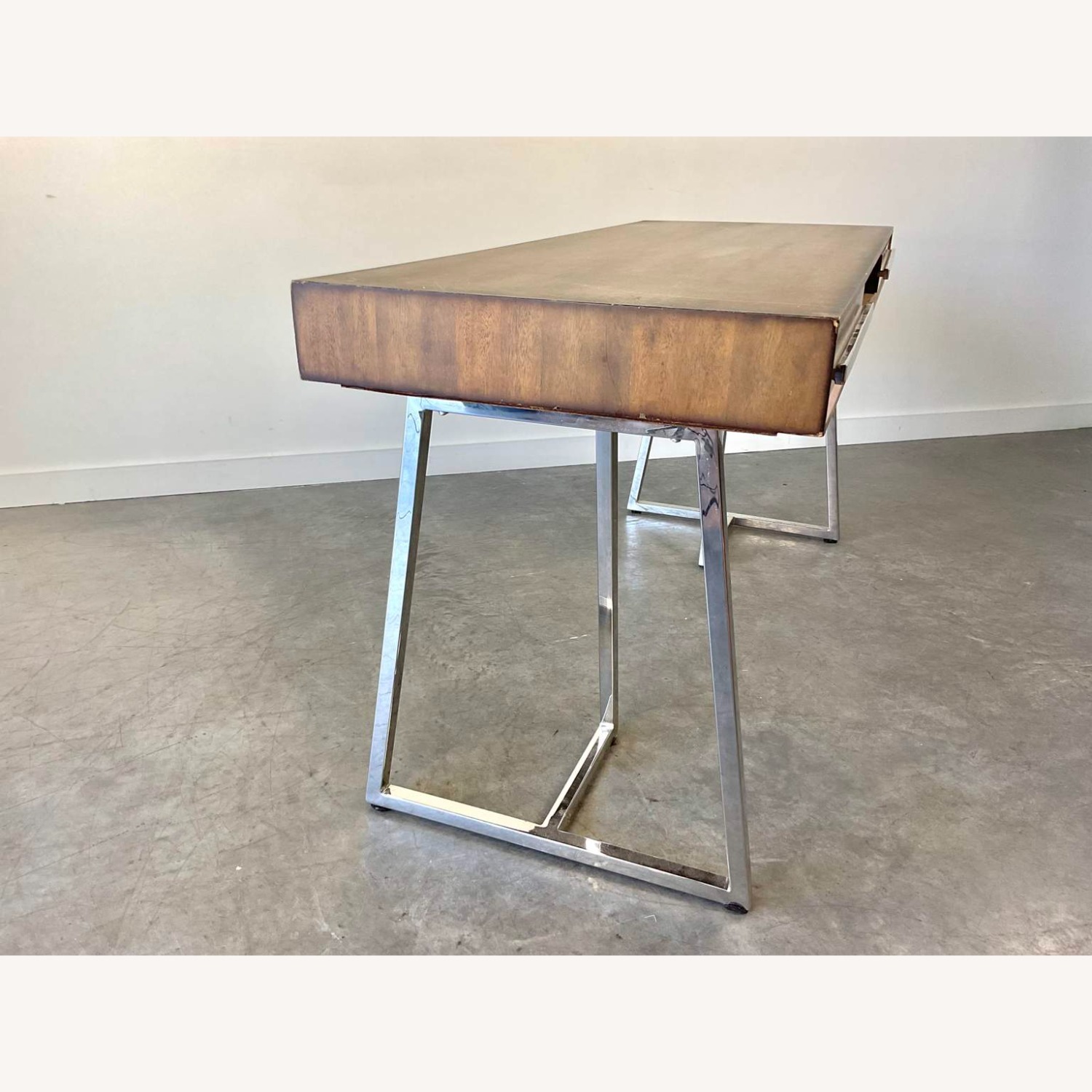 Modern Acacia Wood Stainless Steel Writing Desk - image-3