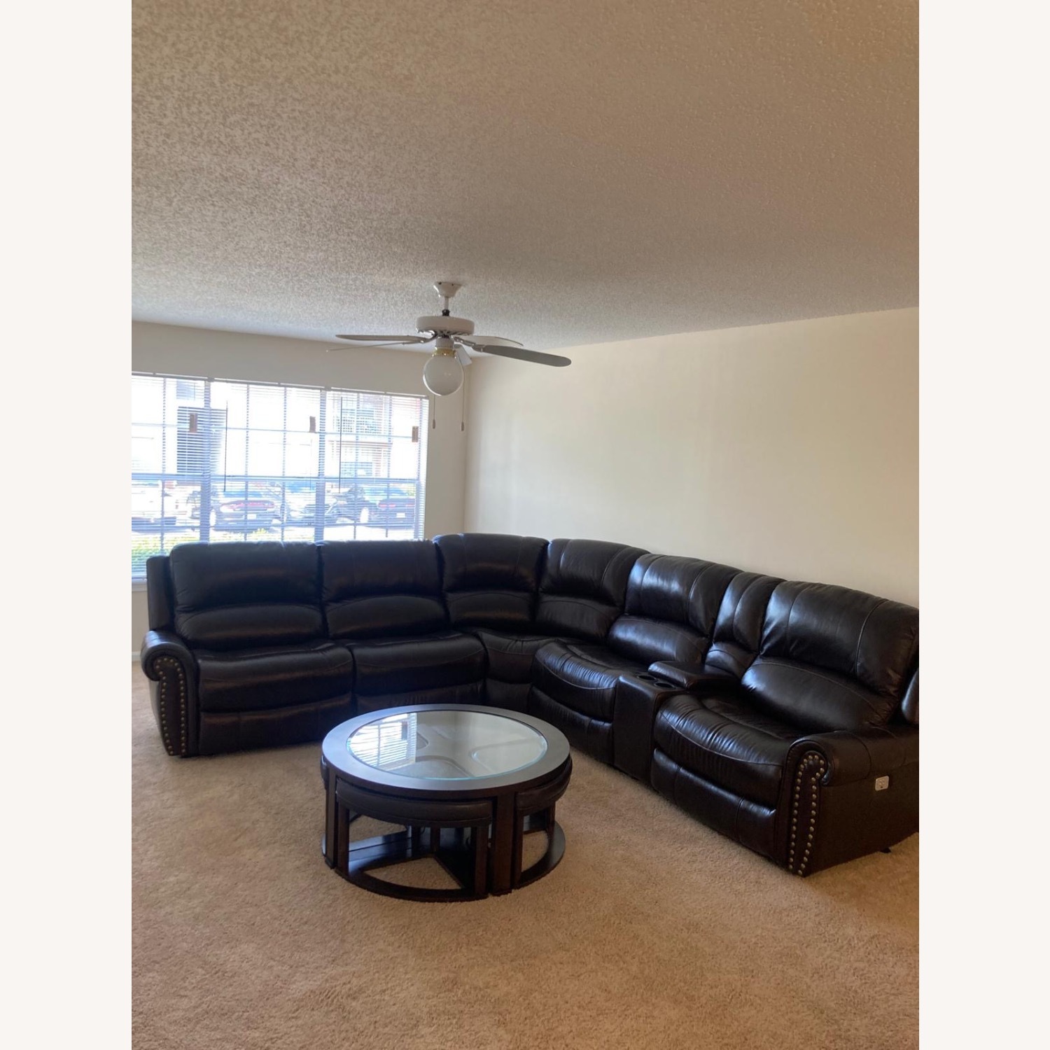 Leather Reclining Sectional Sofa Set - image-1
