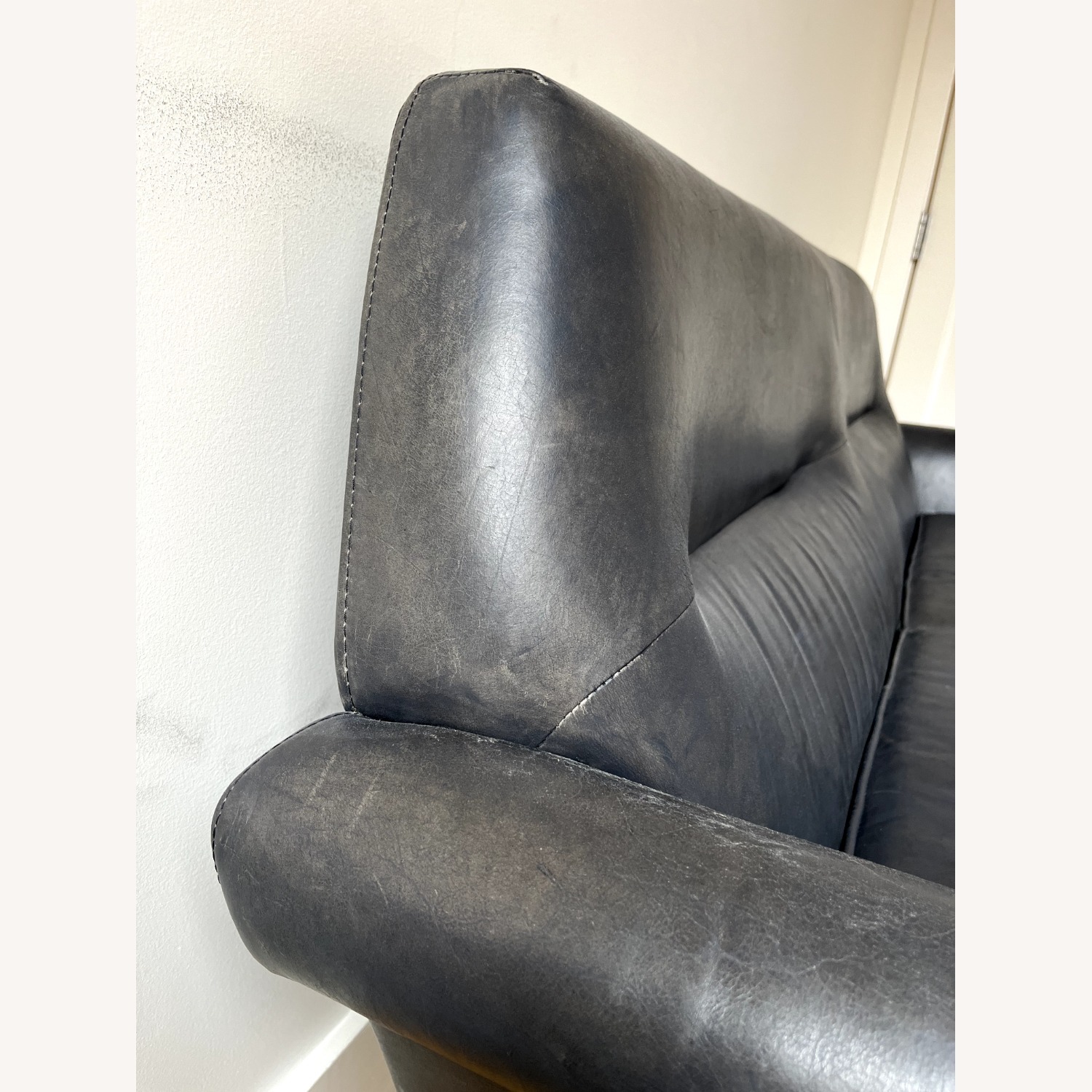 West Elm MCM Black Leather Sofa - image-7