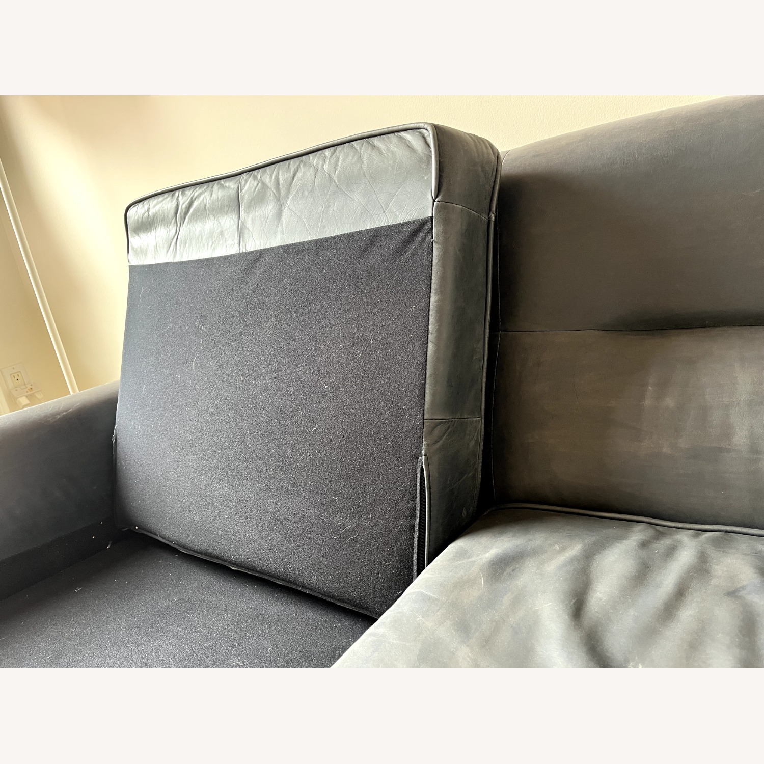 West Elm MCM Black Leather Sofa - image-5