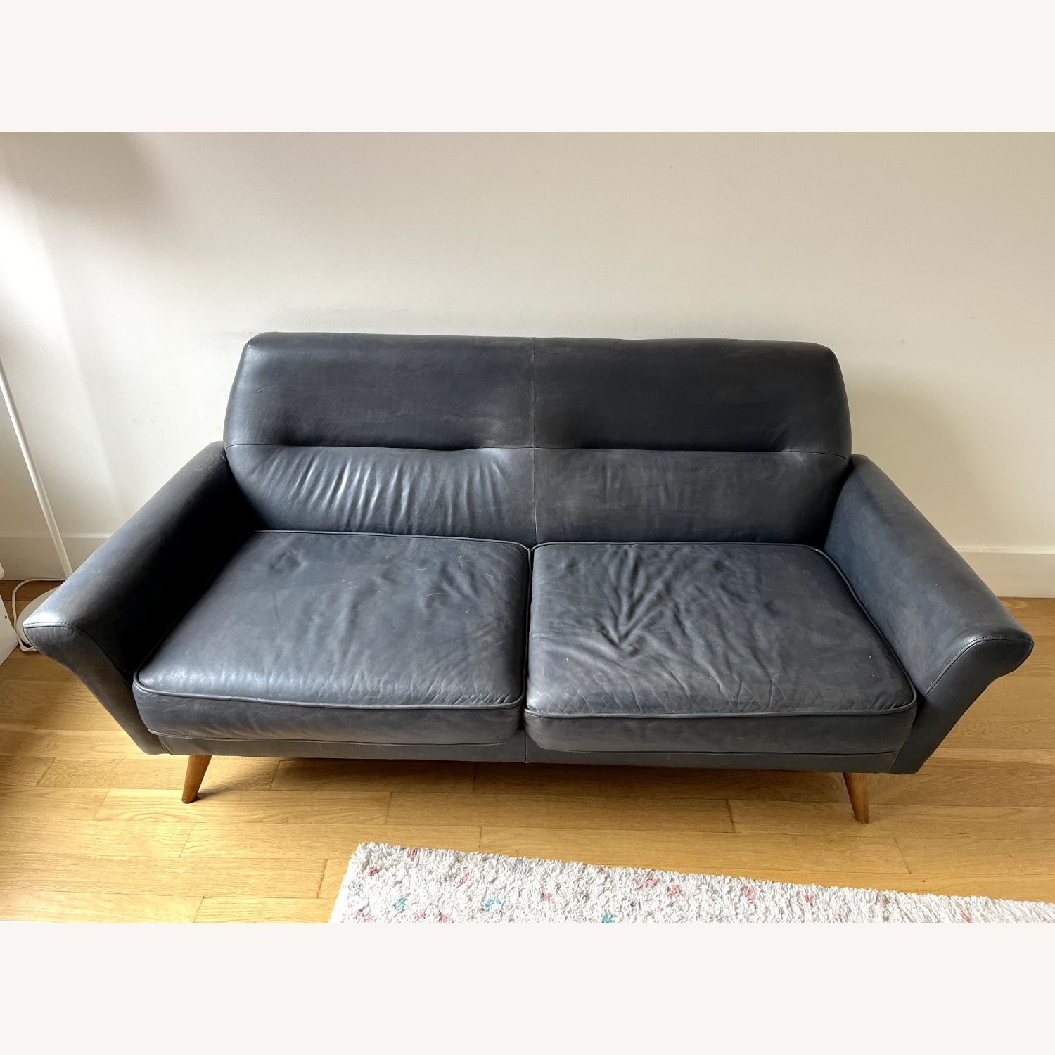 West Elm MCM Black Leather Sofa - image-2