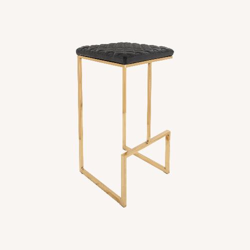 Used Quincy Black Leather Bar Stool in Gold Metal Base for sale on AptDeco