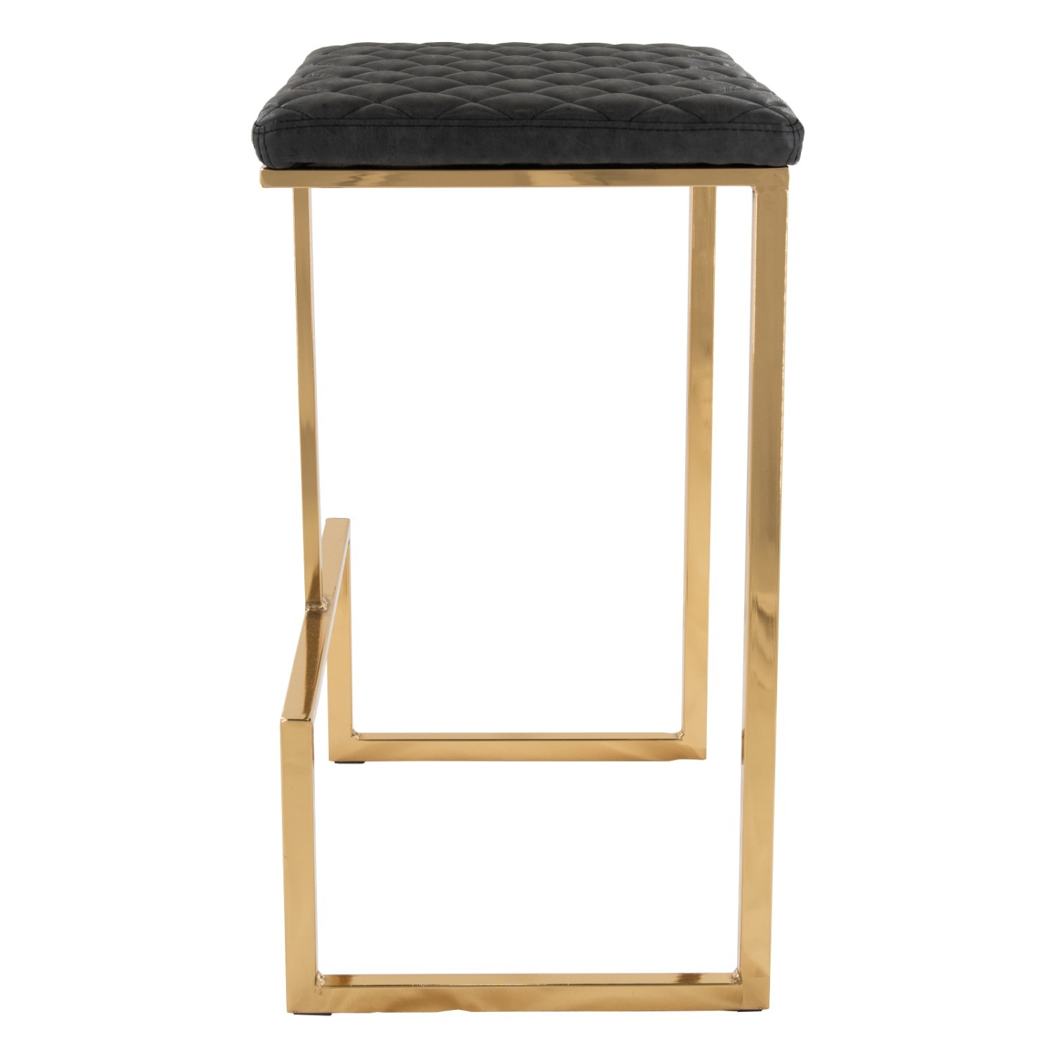 Quincy Black Leather Bar Stool in Gold Metal Base - image-8