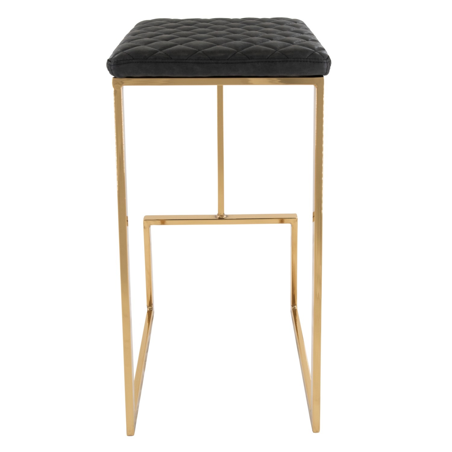 Quincy Black Leather Bar Stool in Gold Metal Base - image-9