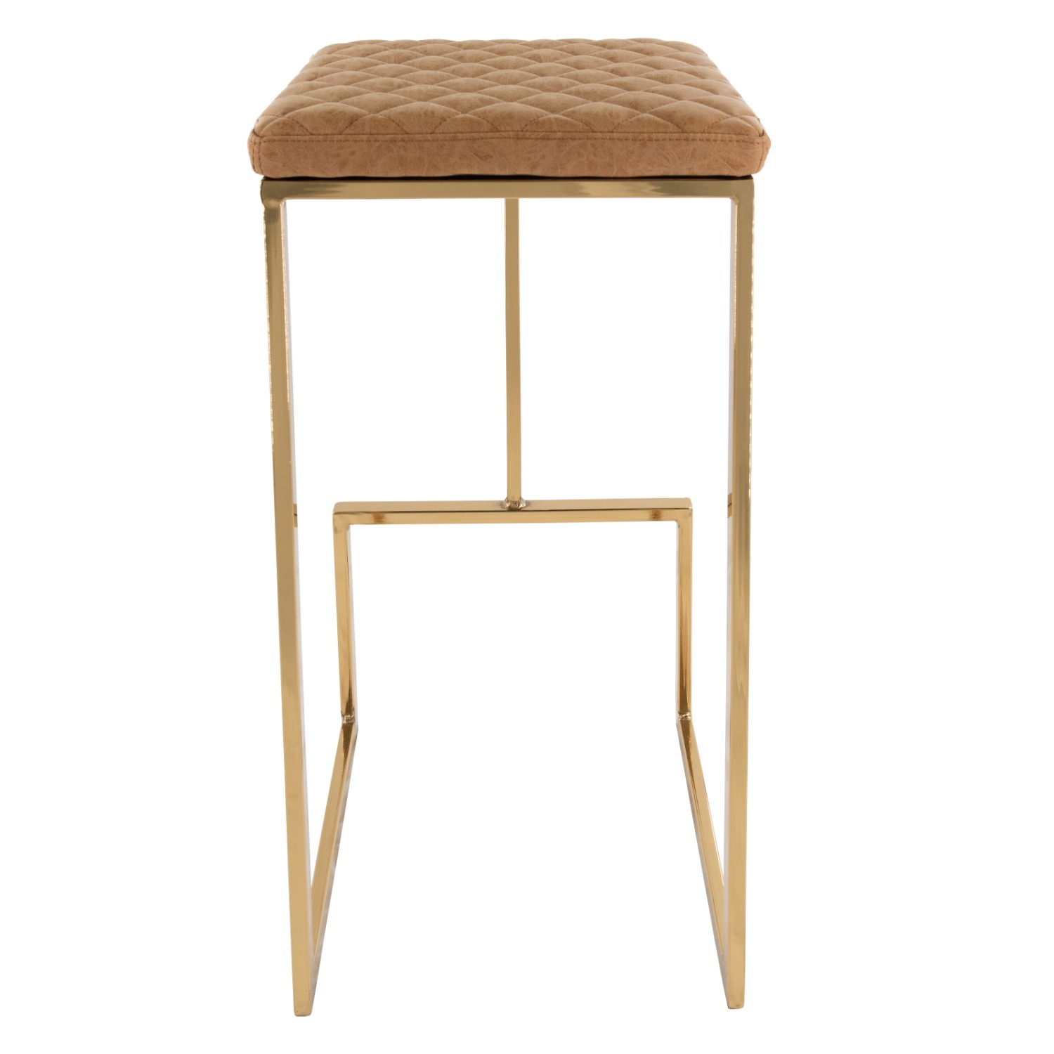 Quincy Brown Leather Bar Stool in Gold Metal Base - image-9