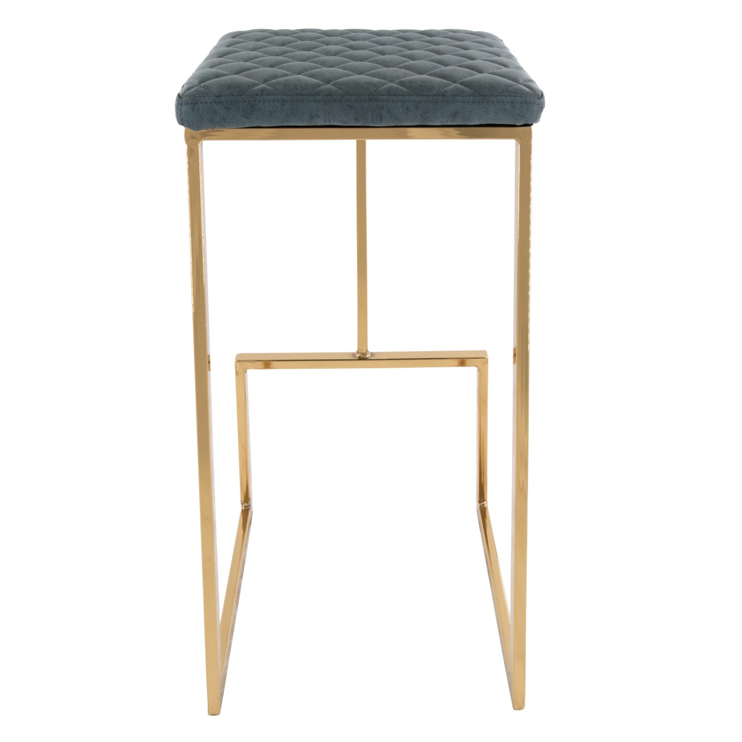 Quincy Blue Leather Bar Stool in Gold Metal Base - image-9