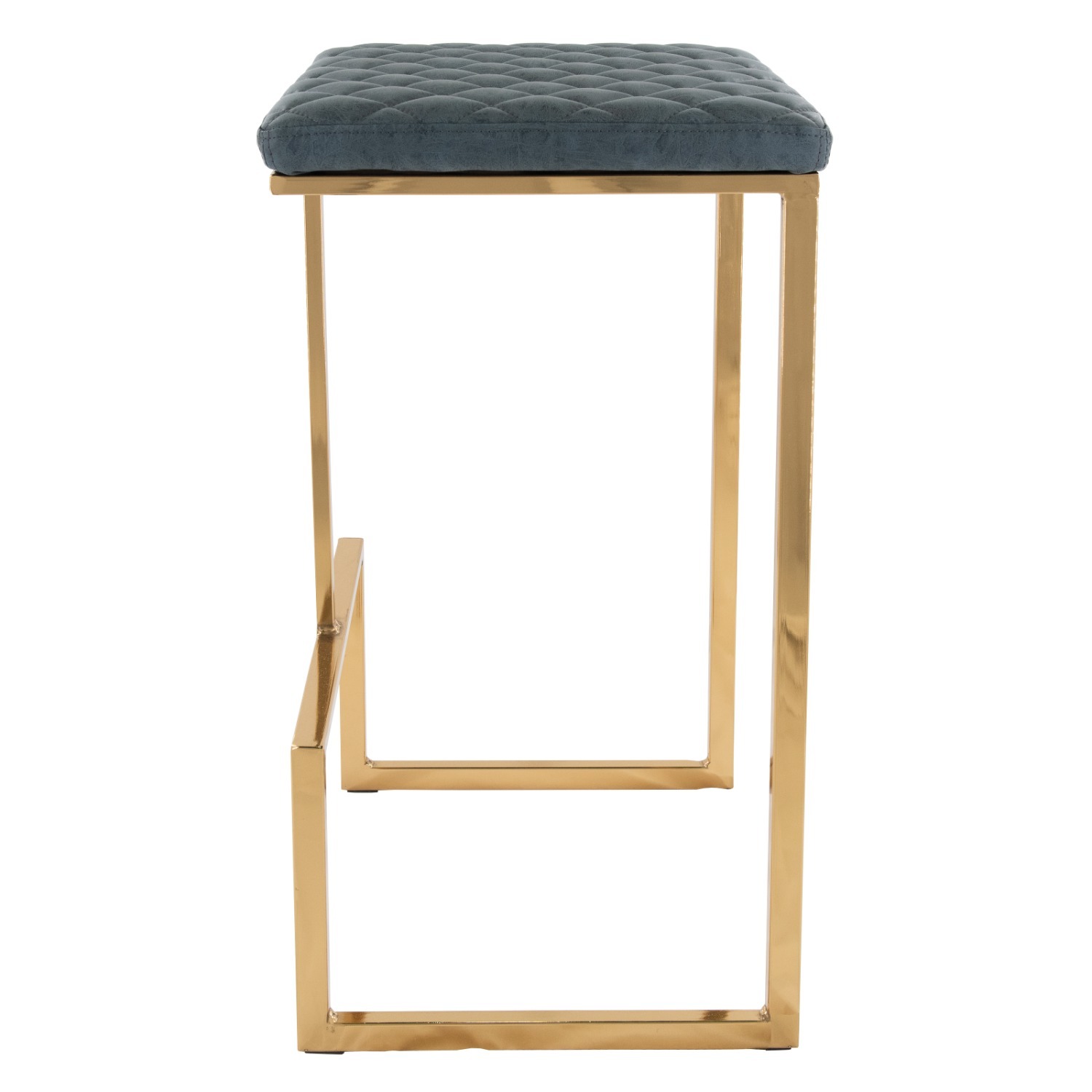 Quincy Blue Leather Bar Stool in Gold Metal Base - image-8