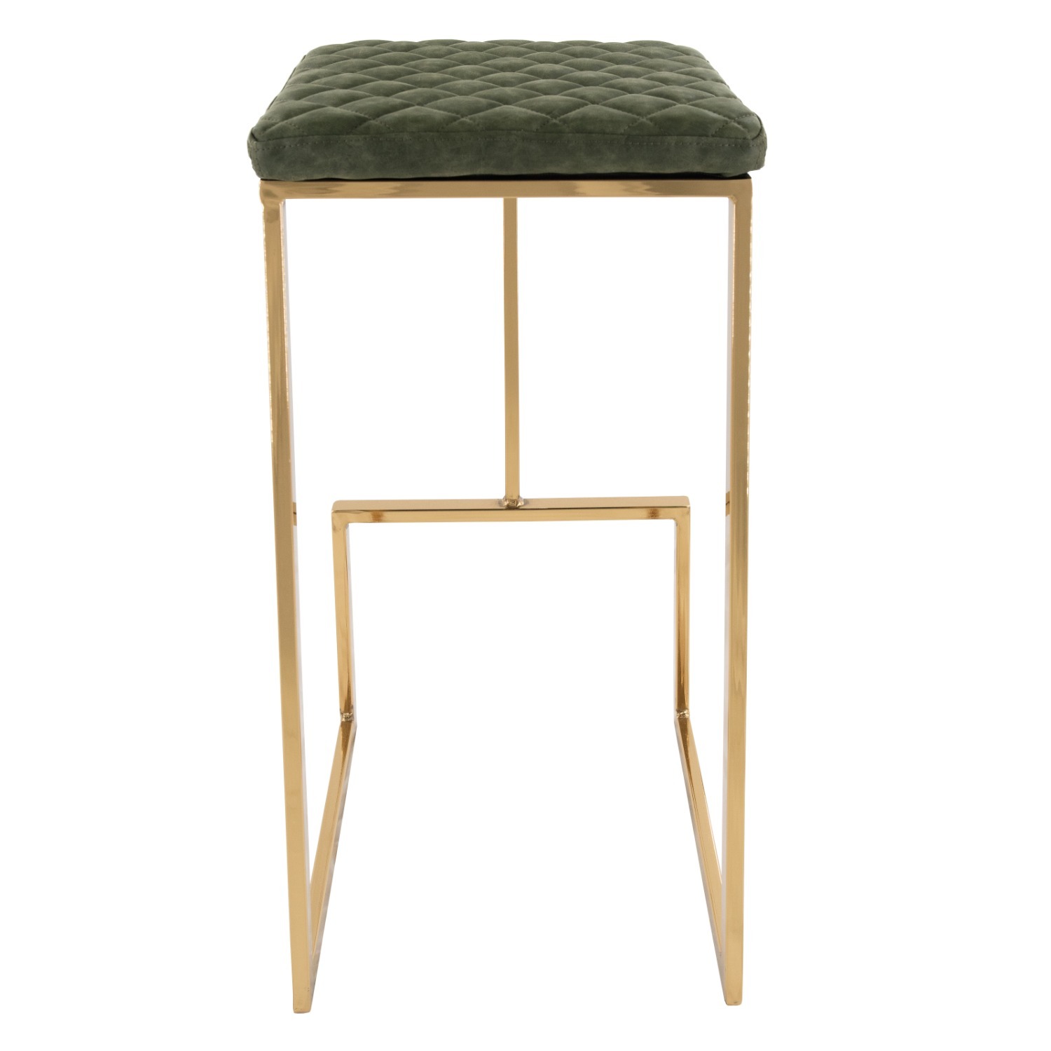 Quincy Green Leather Bar Stool in Gold Metal Base - image-9