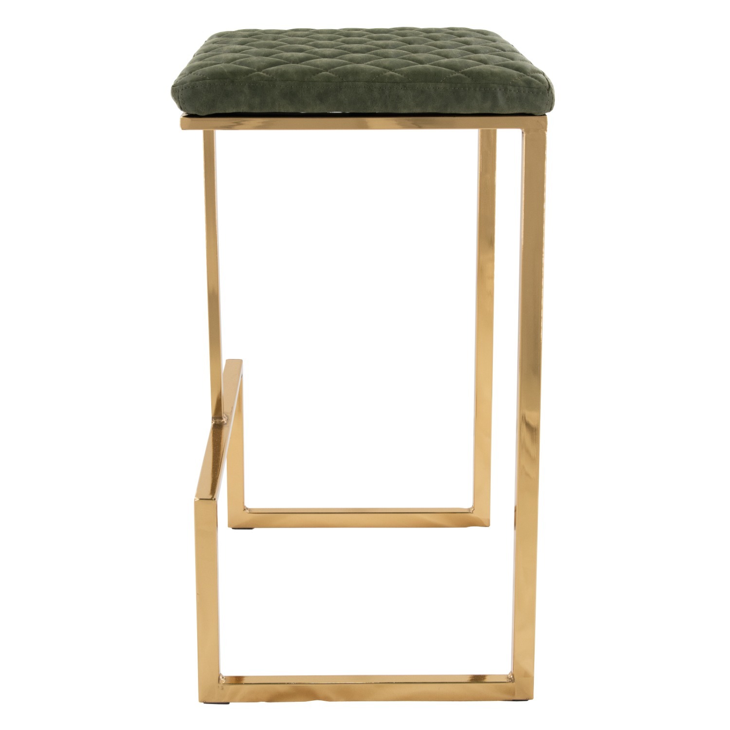 Quincy Green Leather Bar Stool in Gold Metal Base - image-8