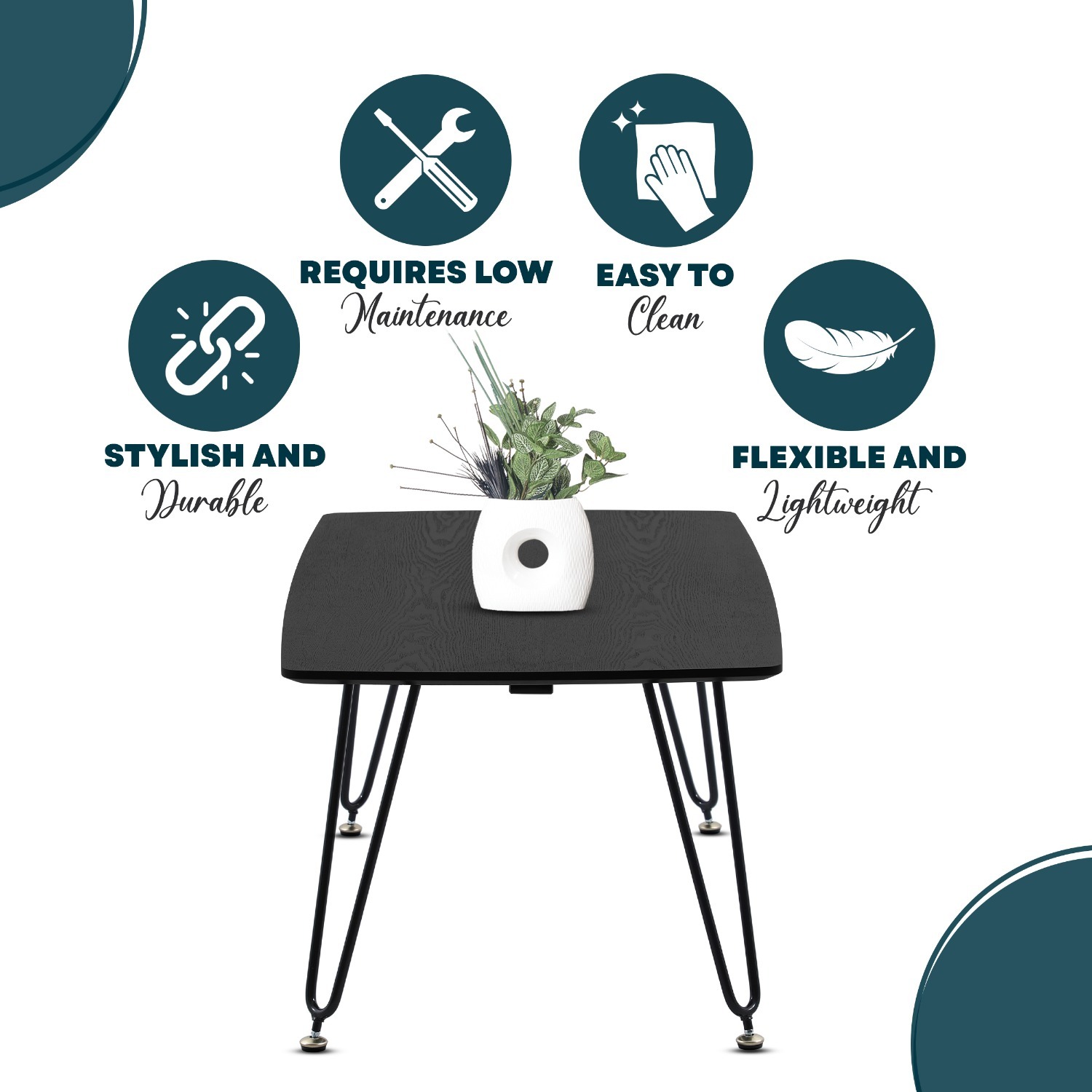 Elmwood Rectangular Black MDF Wood Coffee Table - image-4