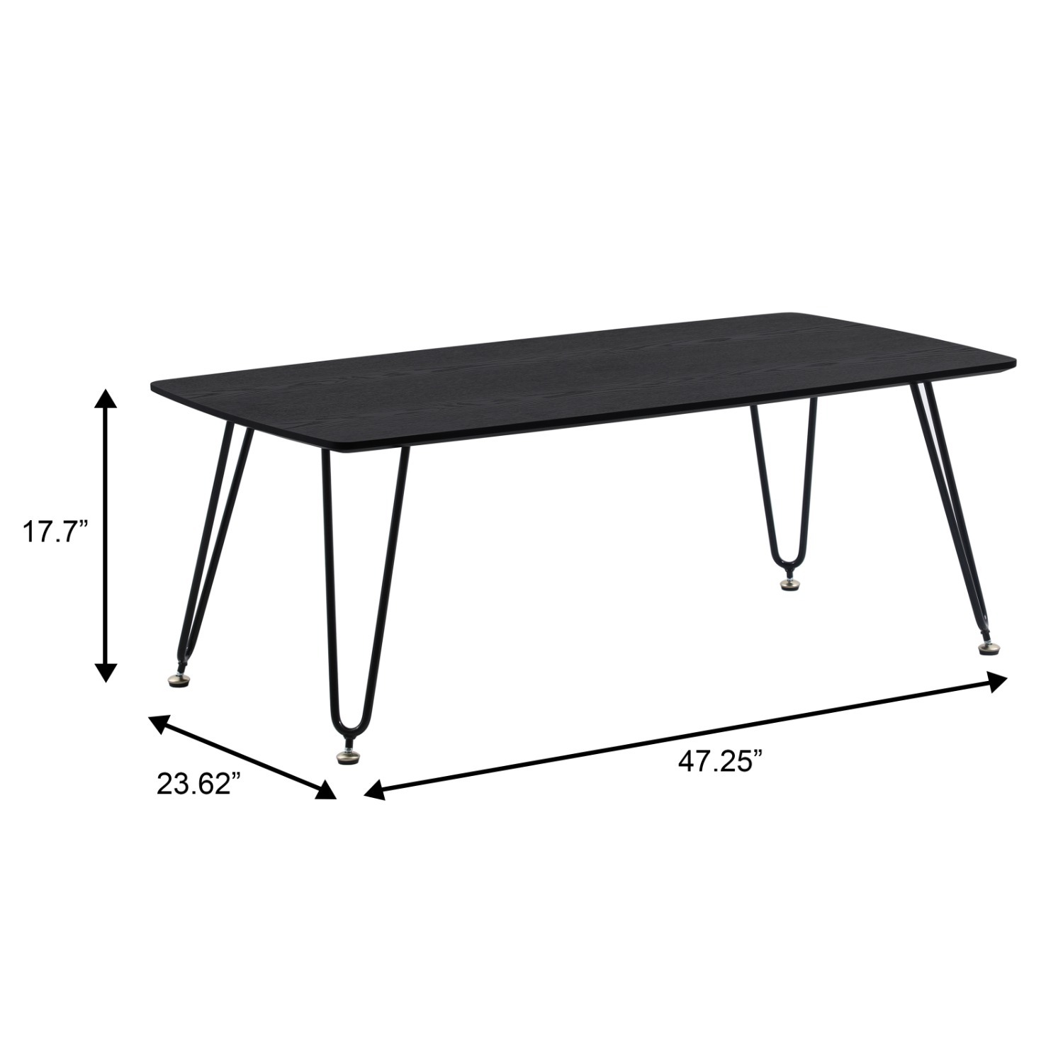 Elmwood Rectangular Black MDF Wood Coffee Table - image-1