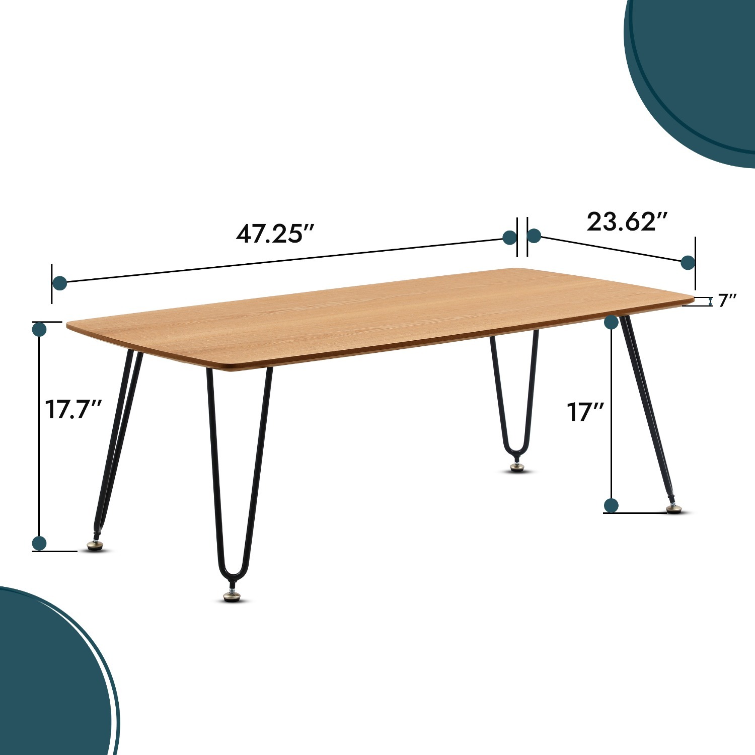 Elmwood Rectangular Natural MDF Wood Coffee Table - image-4