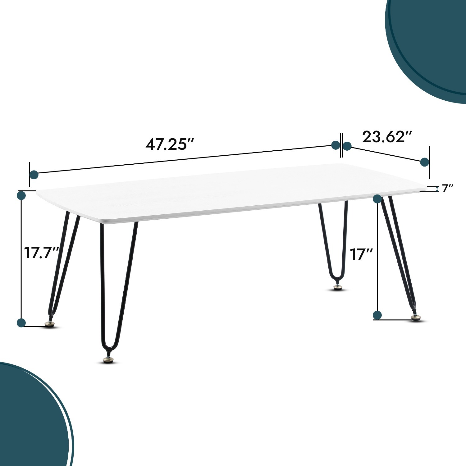 Elmwood Rectangular White MDF Wood Coffee Table - image-5