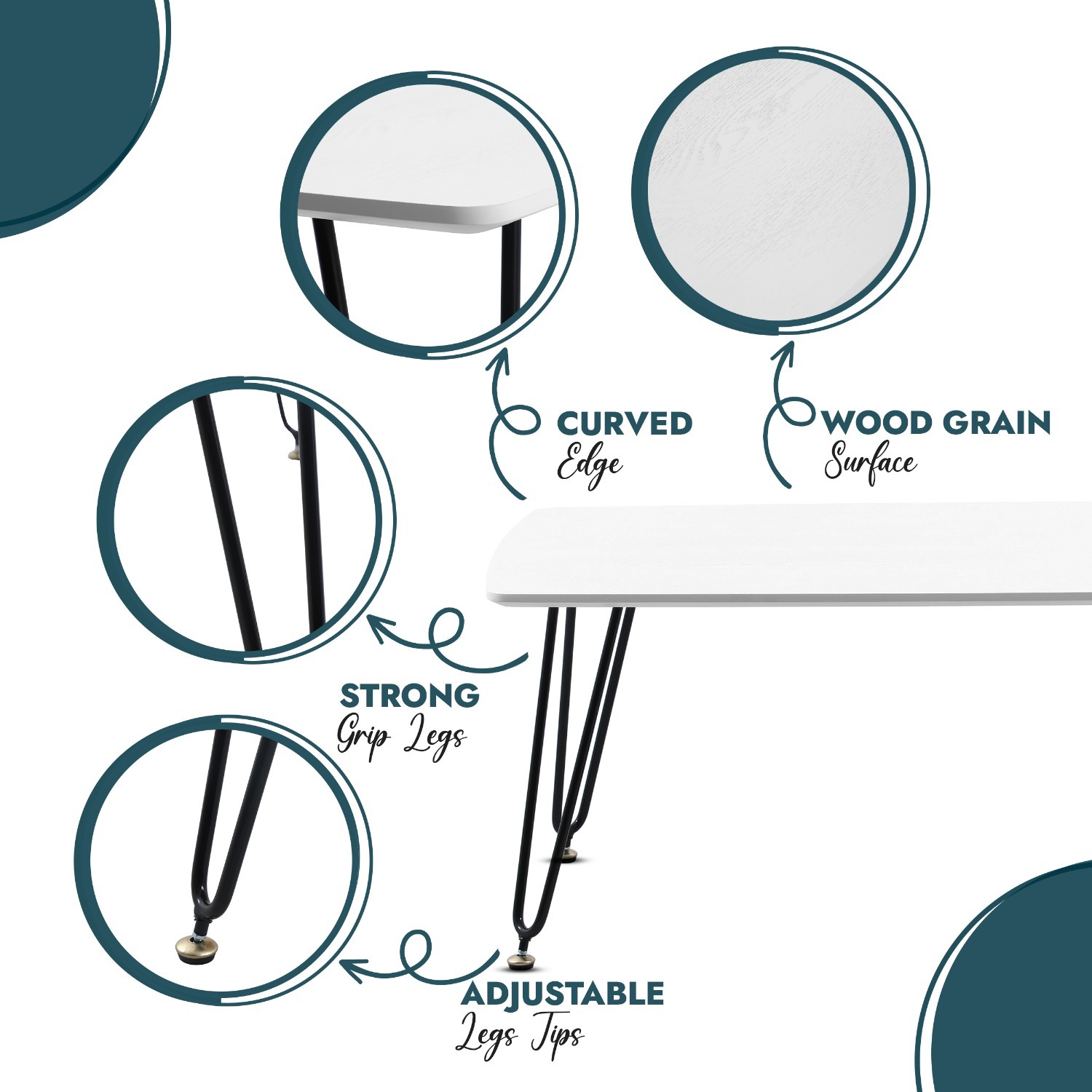 Elmwood Rectangular White MDF Wood Coffee Table - image-3